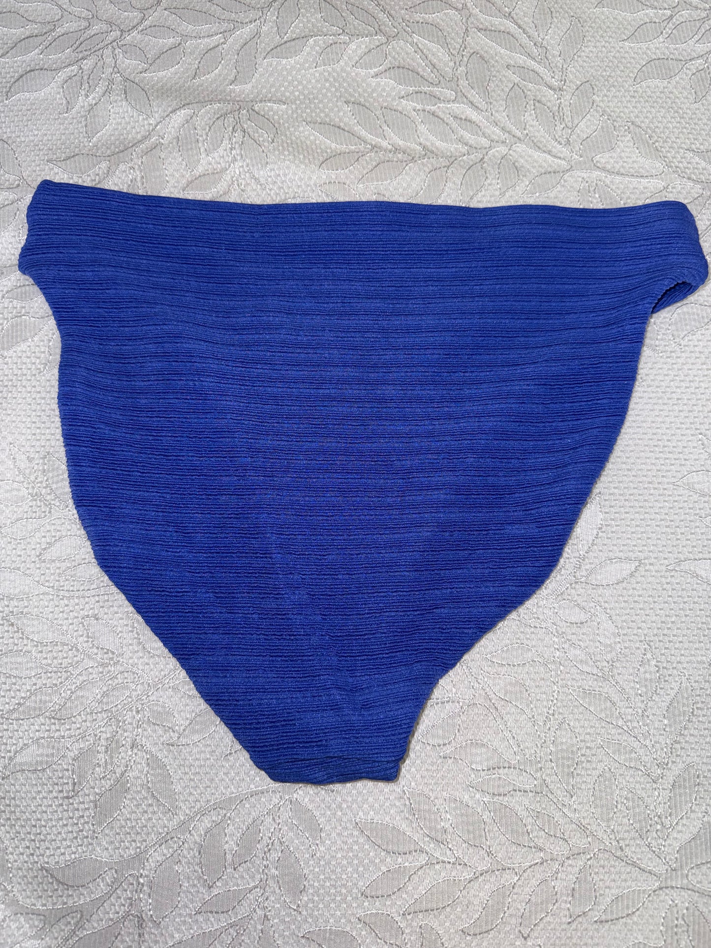 Ambrielle (Large) Blue High Rise Ribbed Bikini Swim Bottoms