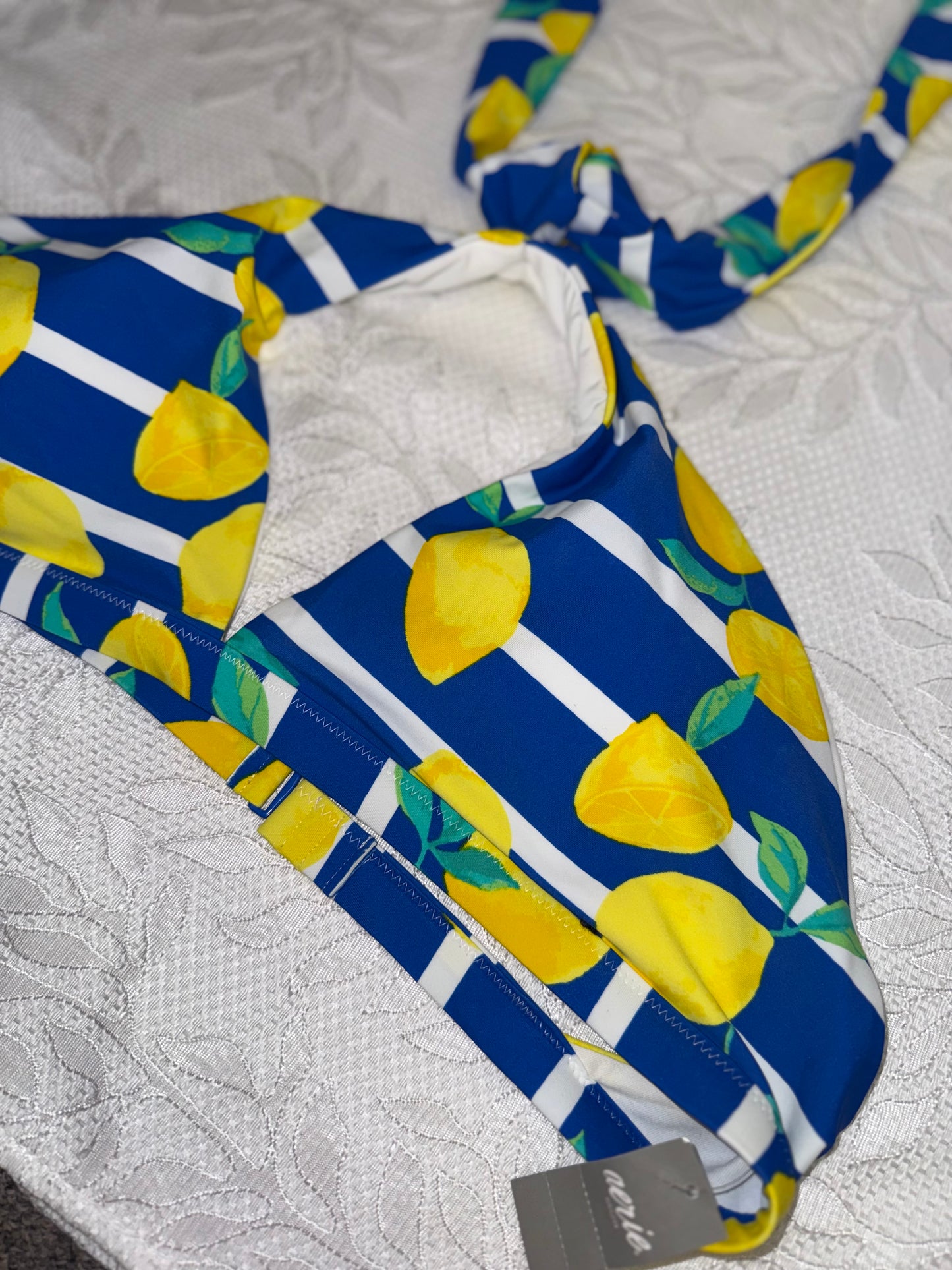 NWT Aerie (XL) Brand New Striped Lemon Bikini Swim Top