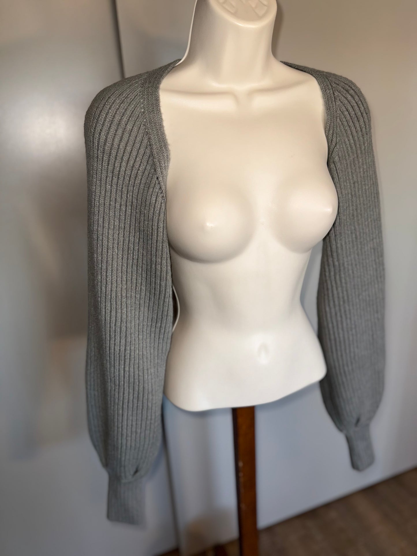 NWT HYFVE (Small) Brand New Grey Shrug Shoulder Sweater Cardigan
