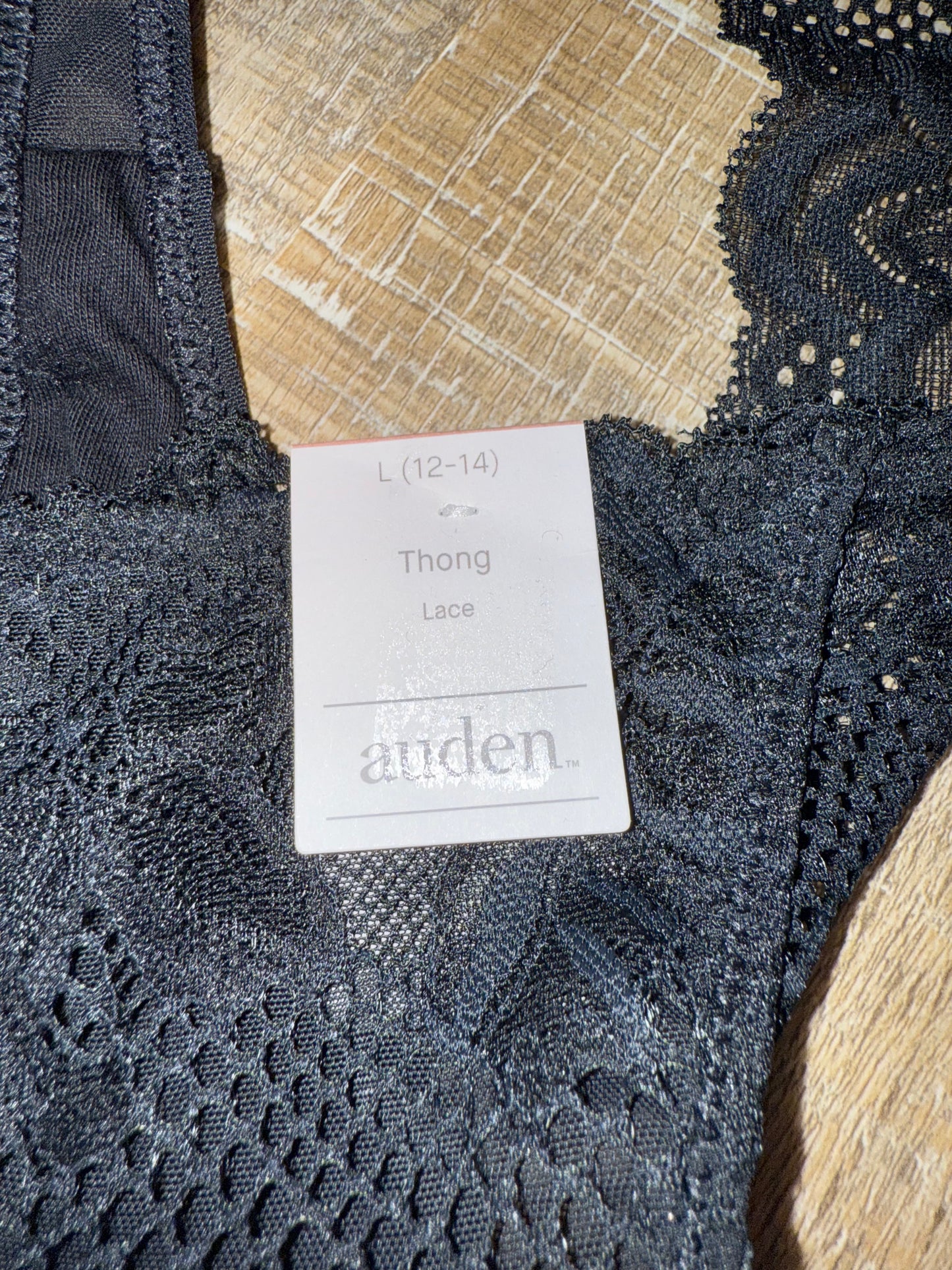 NWT Auden (Large) Brand New Black Lace Thong Style Undies