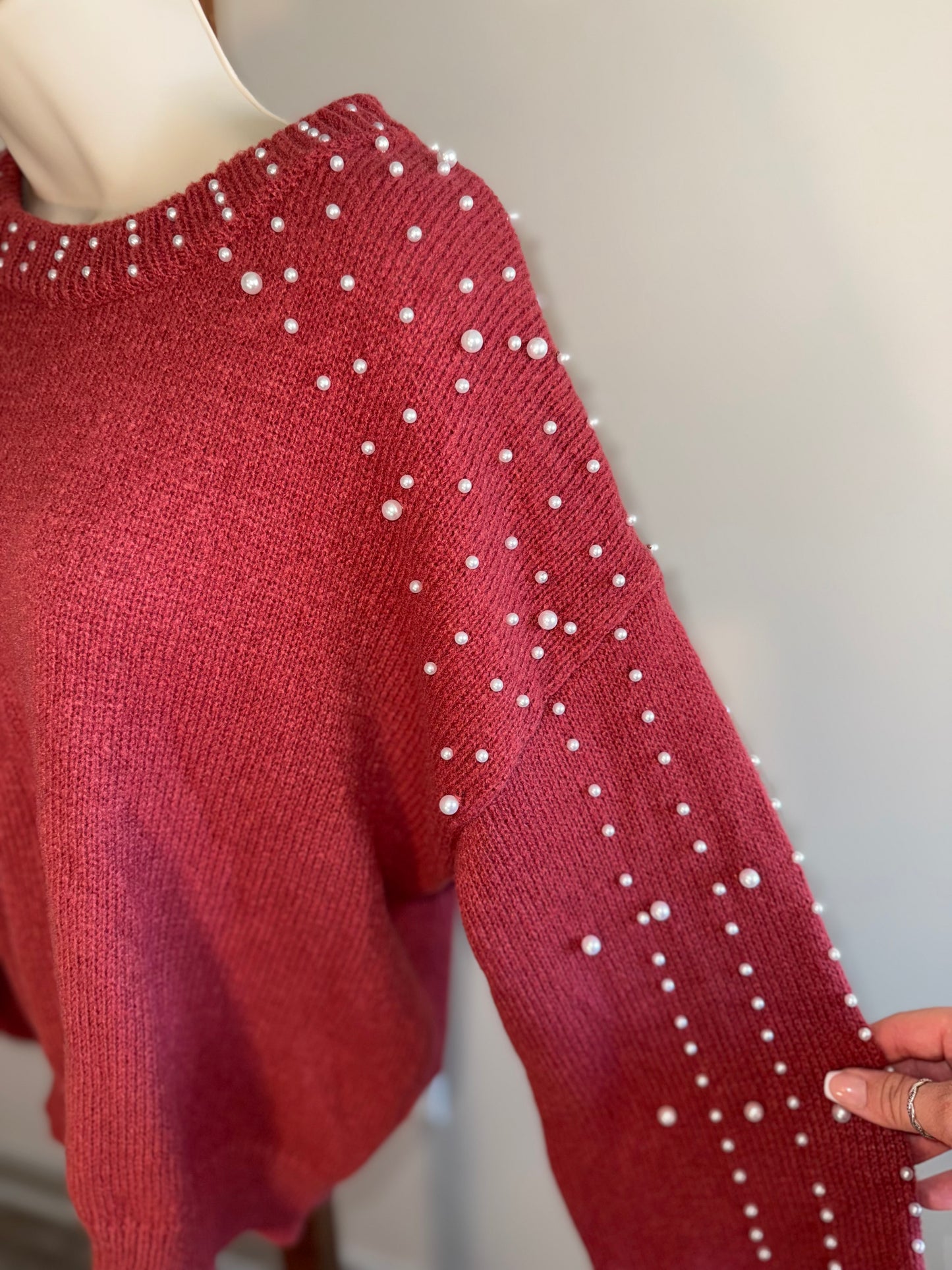 Staccato (Small/Medium) Burnt Orange Sweater with Pearl Sleeves