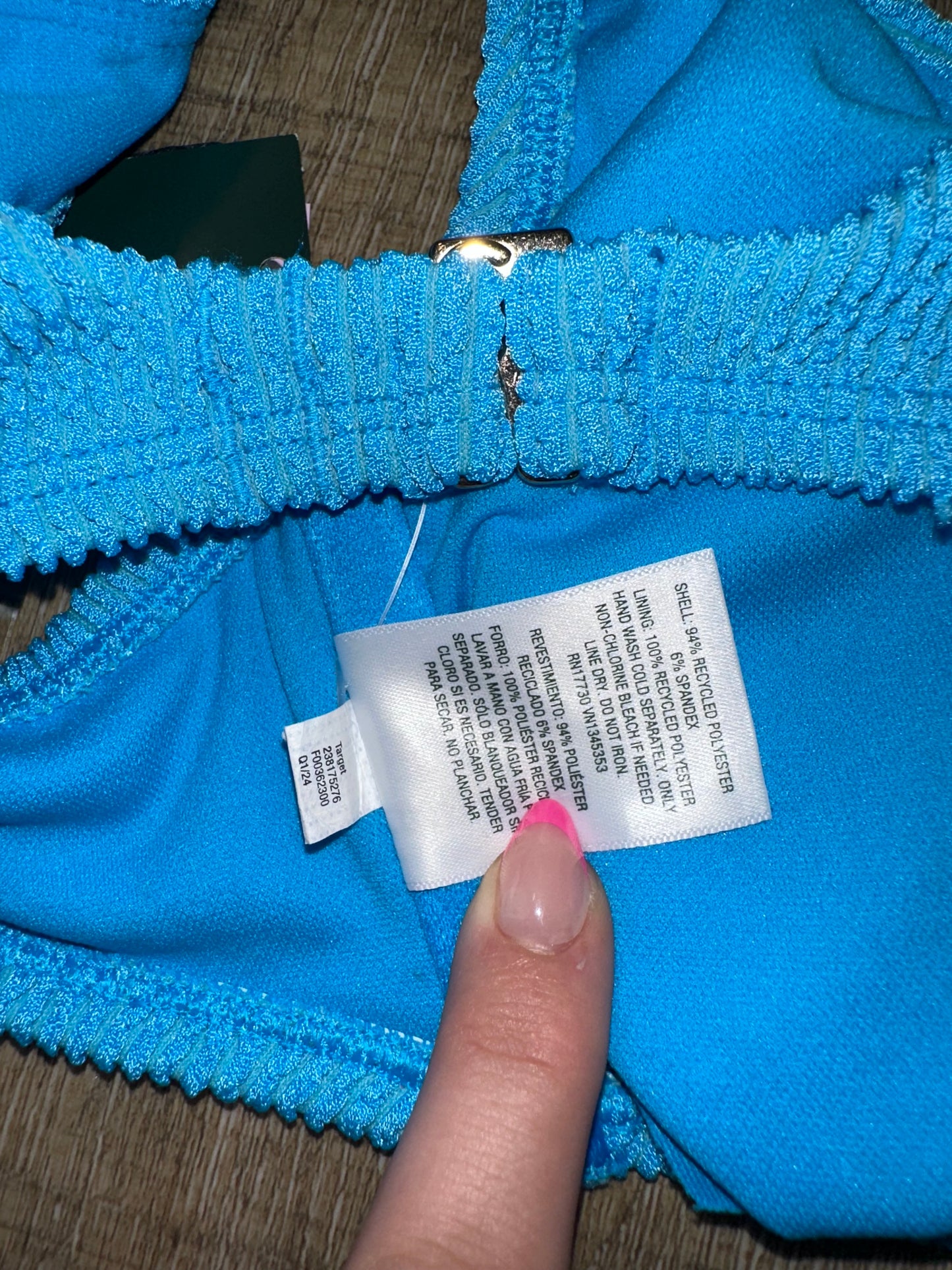 NWT Wild Fable (Small) Brand New Blue Textured Swimsuit Bikini Top