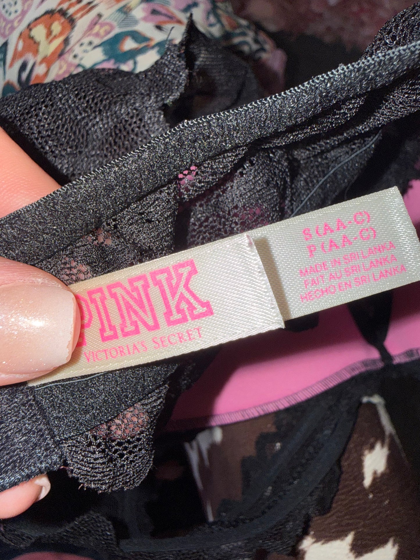 PINK Victoria's Secret (Small) Black Lace Halter Neck Bralette