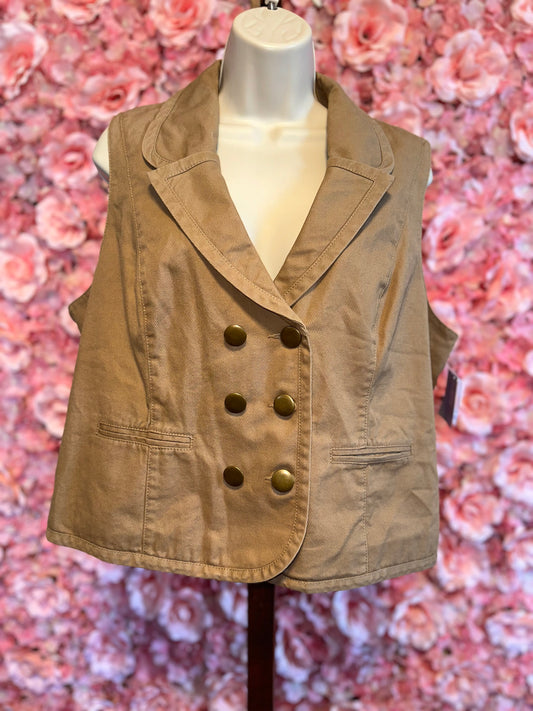 NWT Relativity (XL) Brand New Tan Button Sleeveless Jacket Vest Jacket