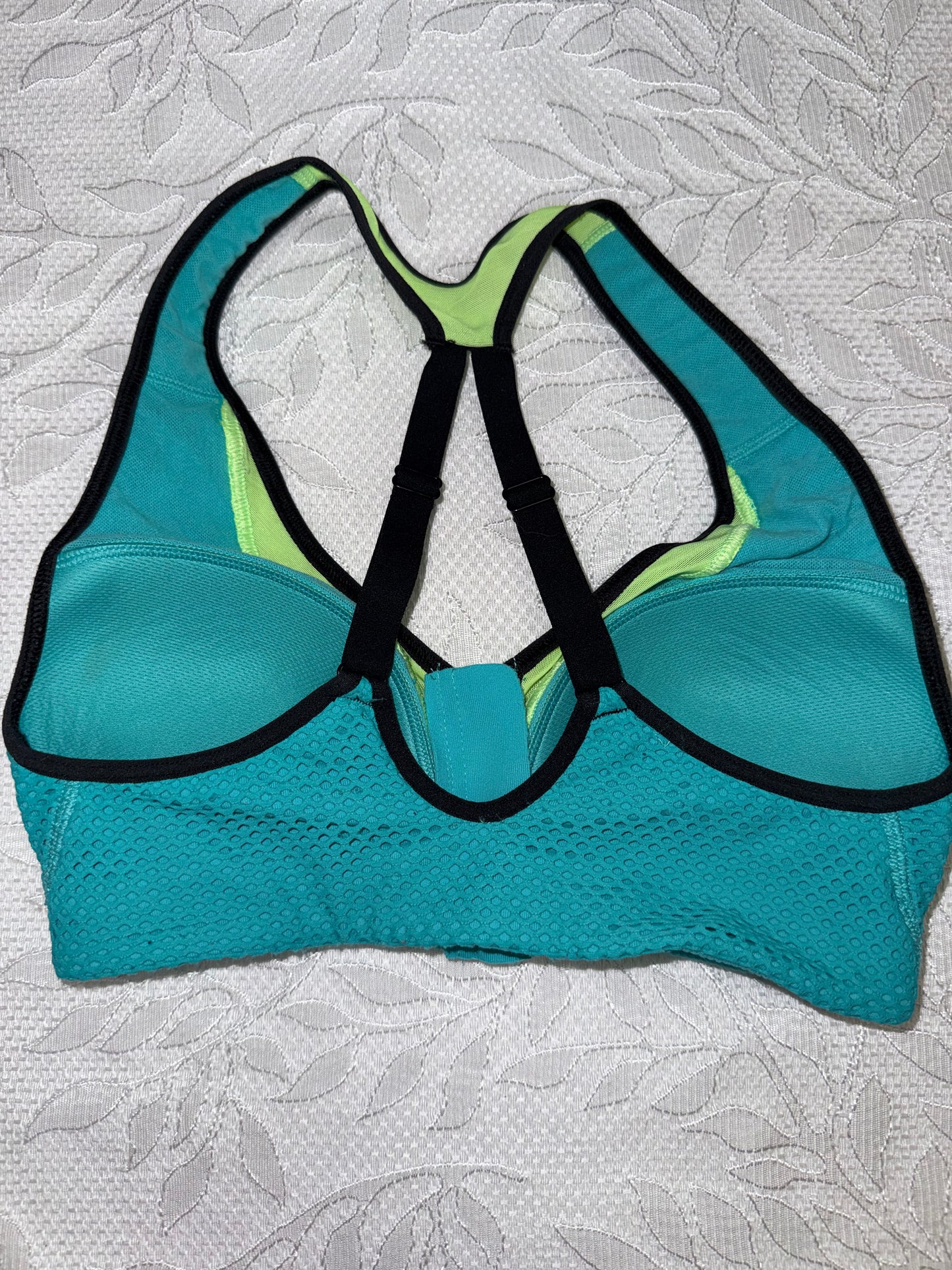 Victoria's Sport (32B) Teal Mesh Sports Bra with Zipped Front