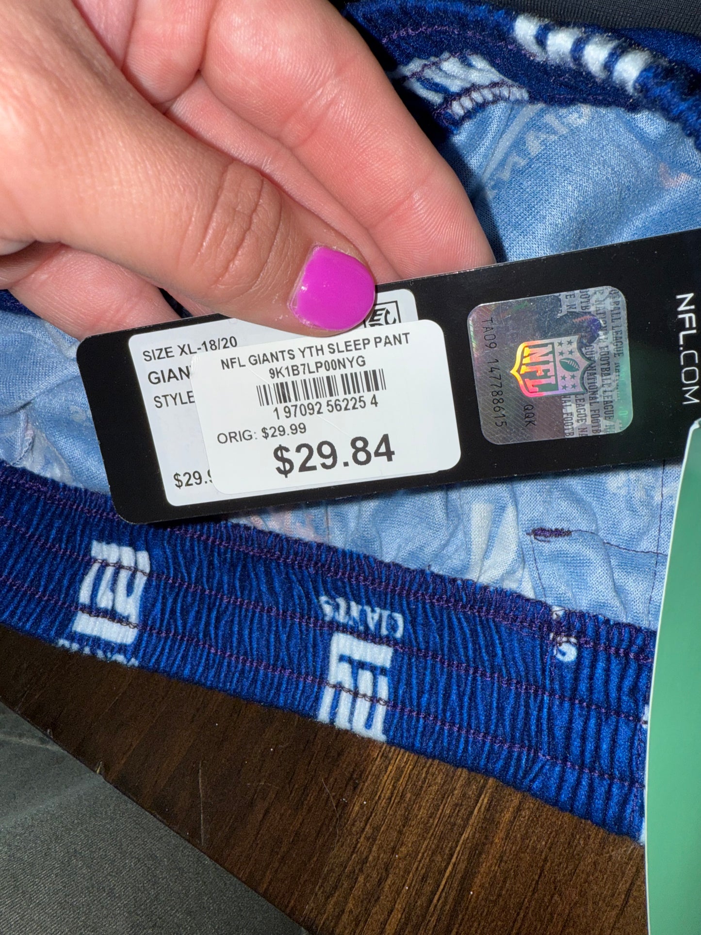 NWT NFL Team Apparel (Youth XL) Brand New NY Giants PJ Pants