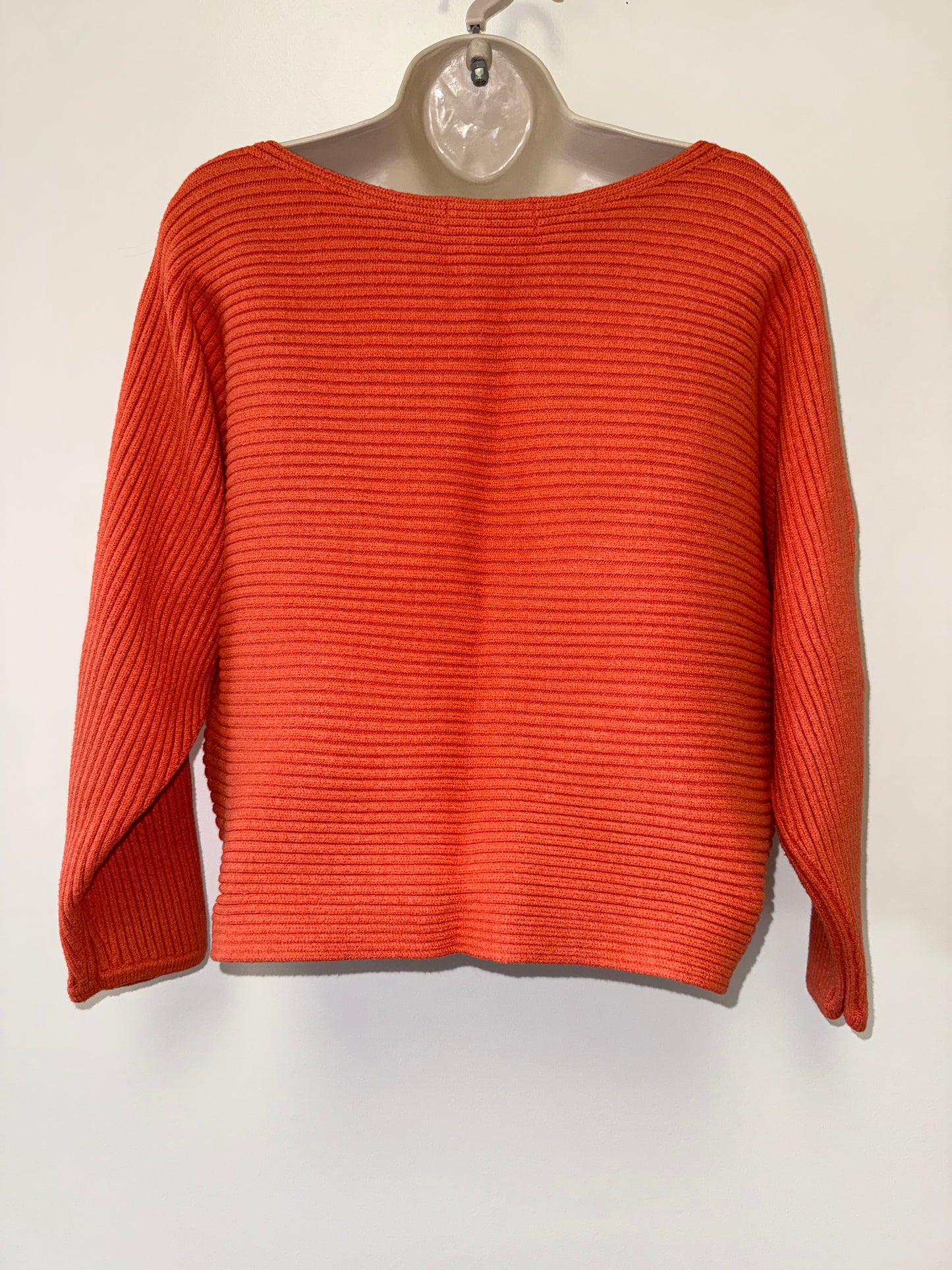 Anthropologie (Medium) Orange Off-the-Shoulder Ribbed Sweater