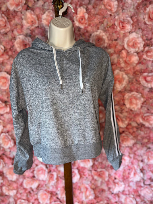 Rue 21 (Small) Grey Hoodie with Striped Sleeves