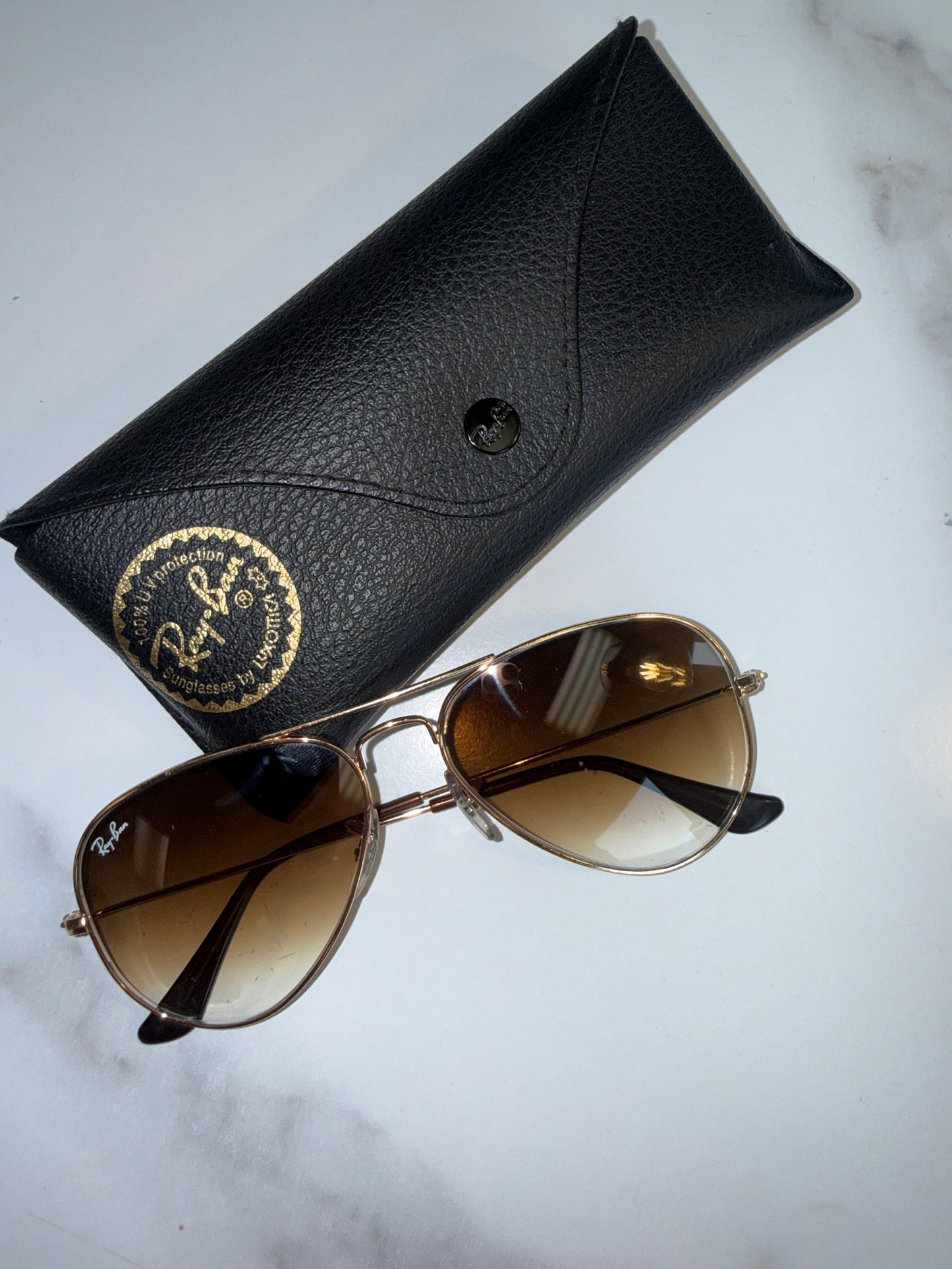 Ray-Ban Gold/Brown Aviator Gradient Sunglasses