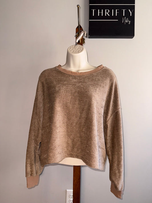 Zara (Medium) Brown Cropped Crewneck Sweatshirt