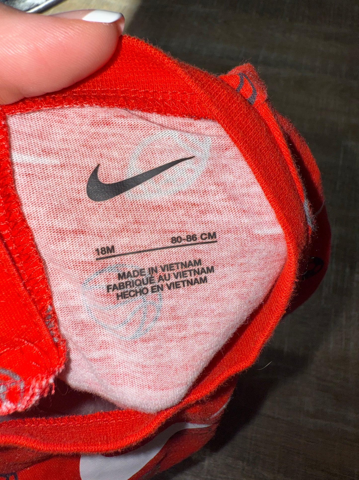 Nike (18M) Red Nike Sport Pattern Onesie Shorts with Front Pocket