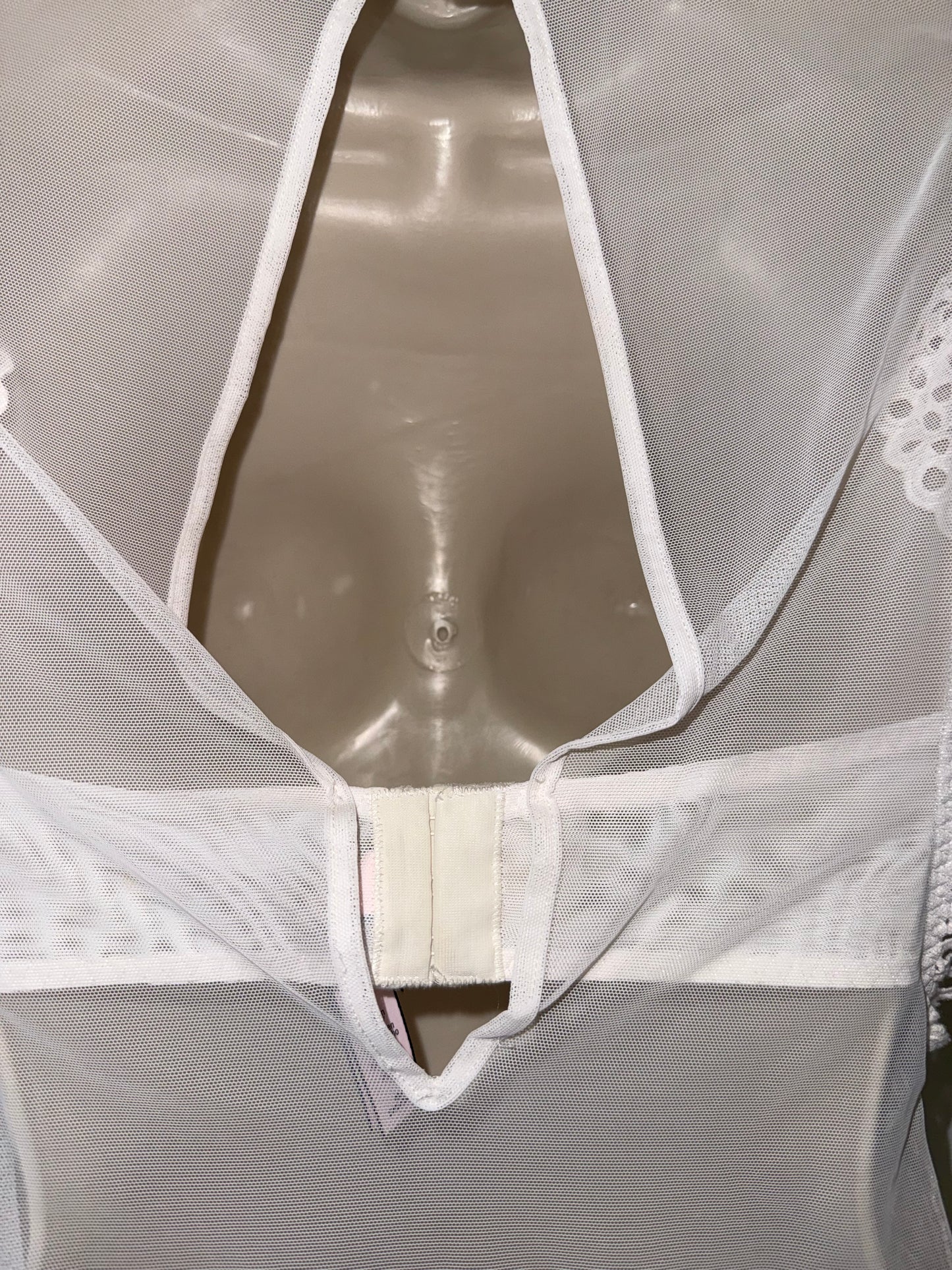 Victoria's Secret (Medium) White/Nude Lace Bodysuit with High Neck