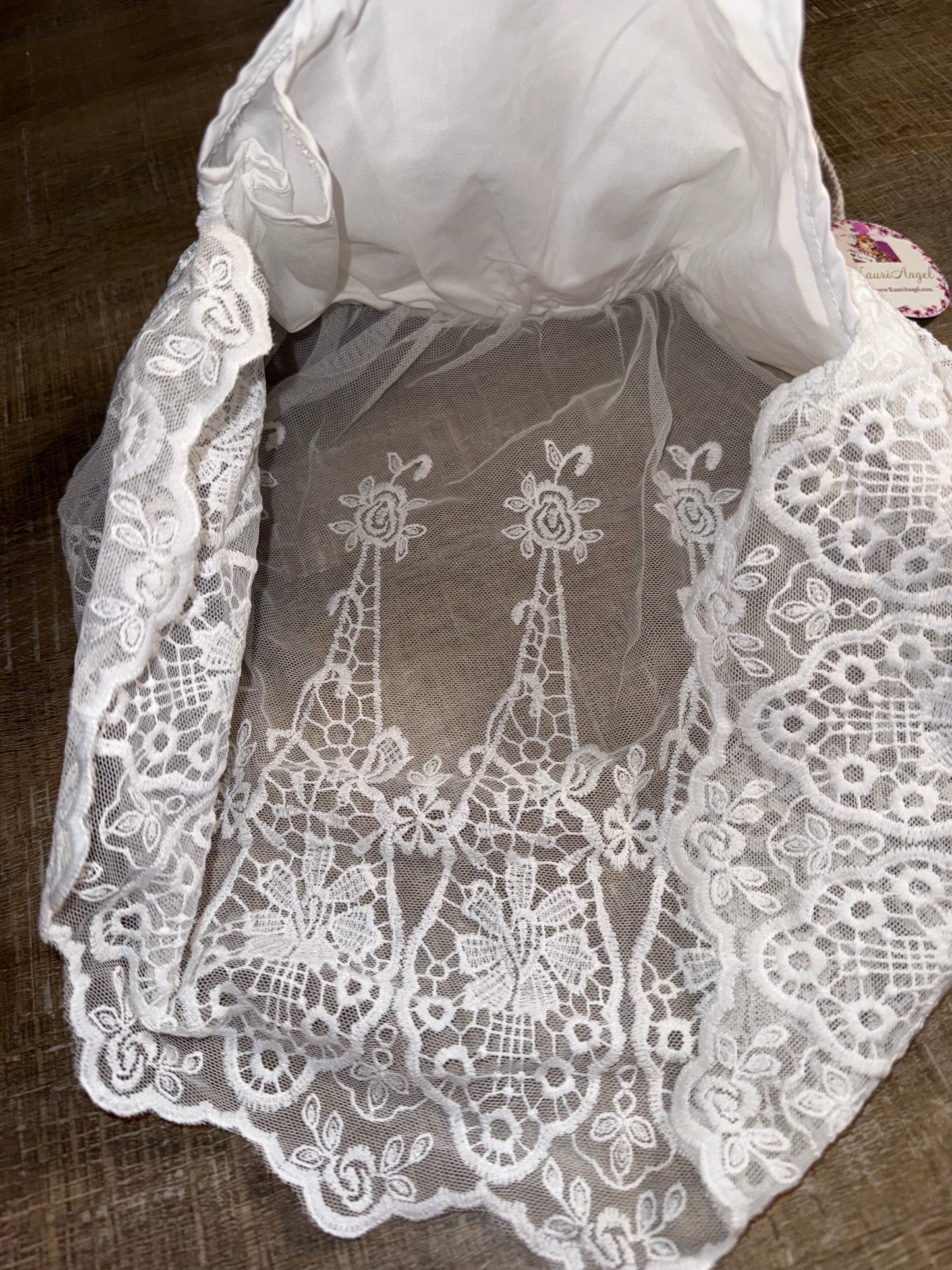 Kauri Angel (6-9 Months) Brand New White Onesie with Sheer Embroidered Skirt
