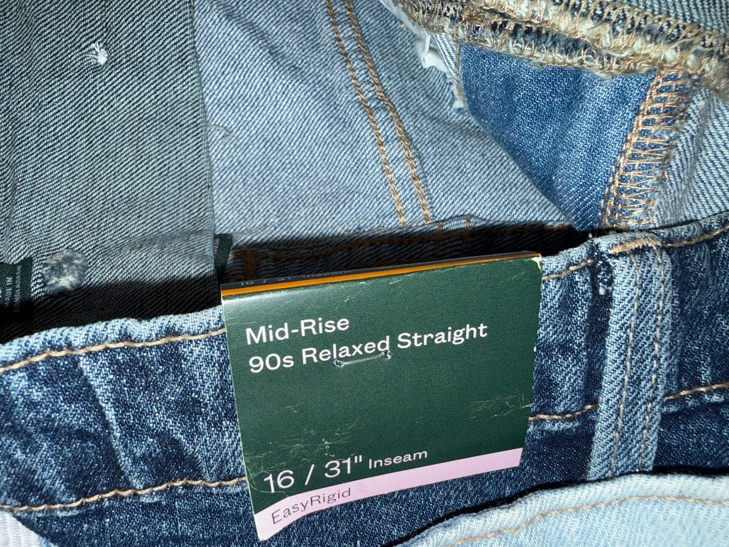 NWT Wild Fable (16) Brand New Mid Rise 90's Relaxed Straight Leg Denim Jeans