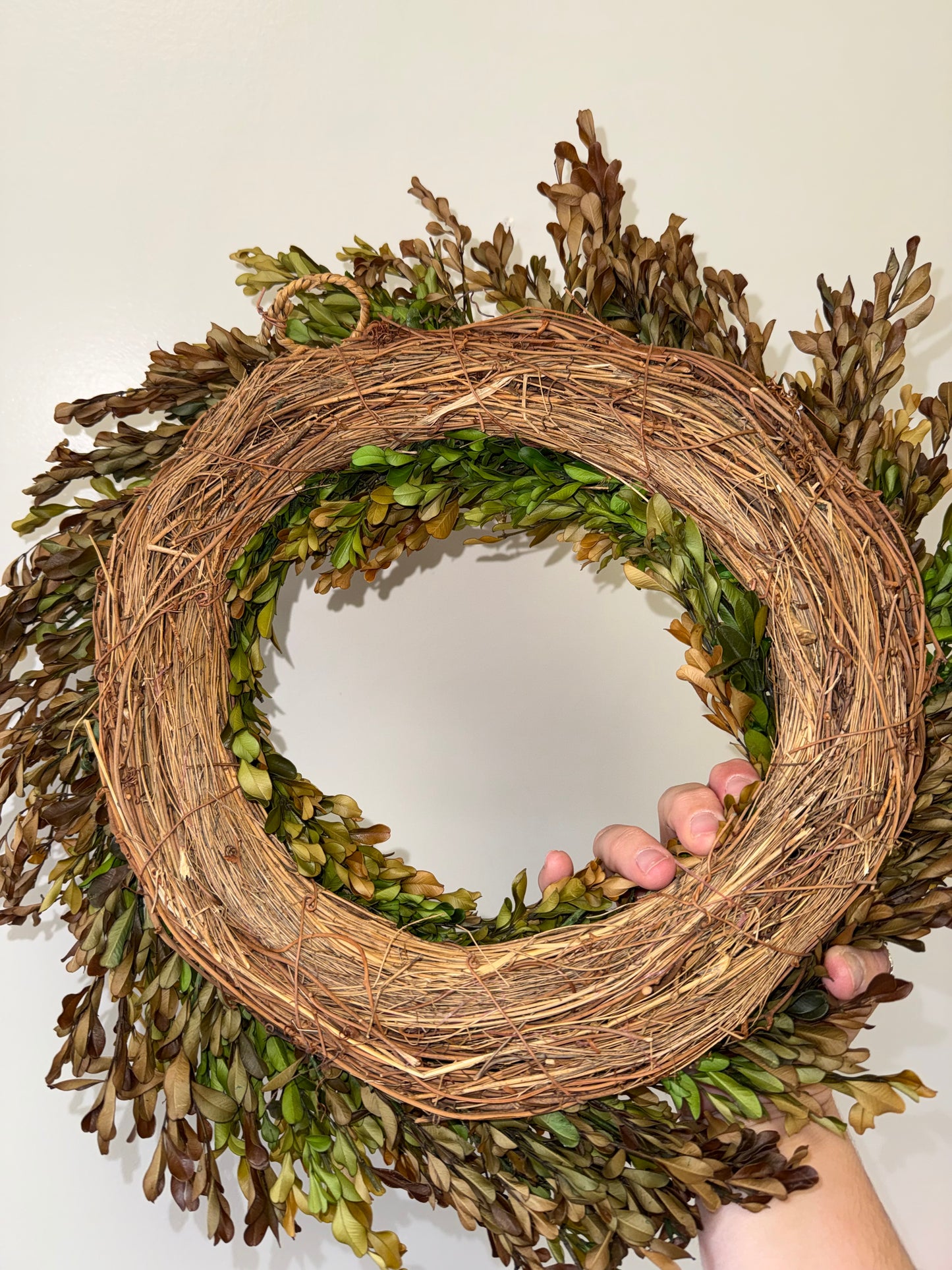 Neutral Green & Brown Leaf Wreath - Fall Wreath