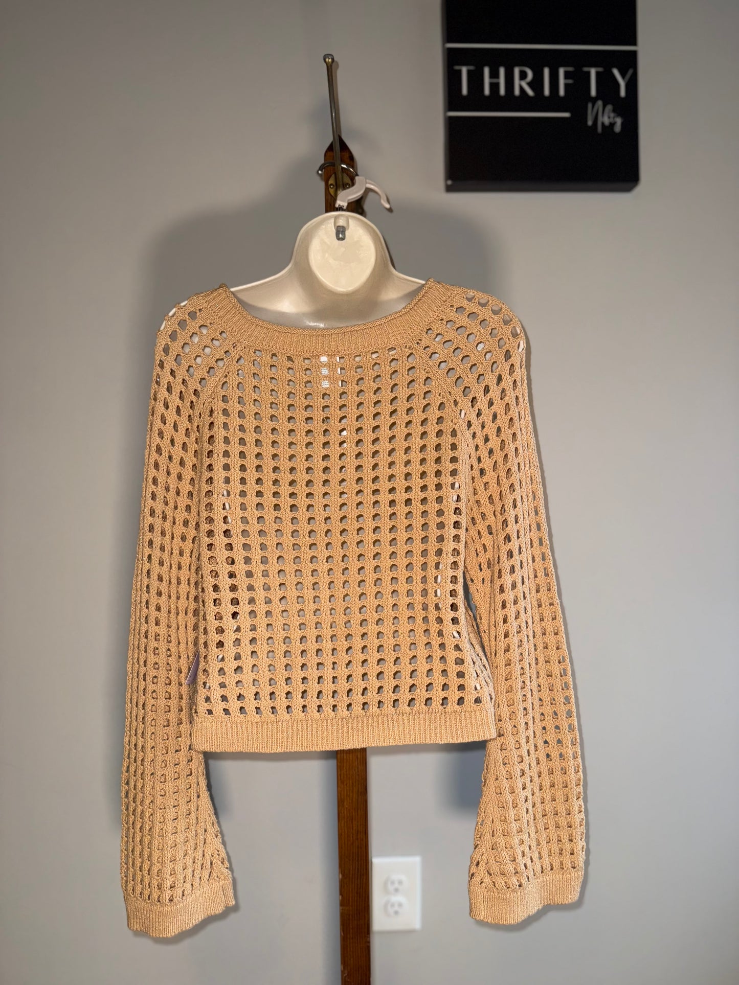 NWT Wild Fable (Large) Brand New Tan Crochet Cropped Sweater
