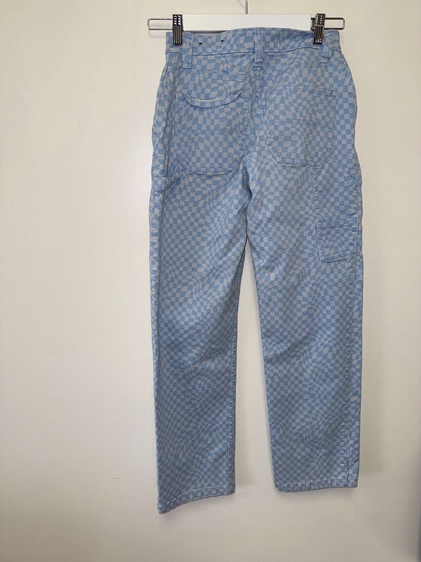 Hollister (0) High Rise Utility Dad Denim Checkered Pattern Jeans