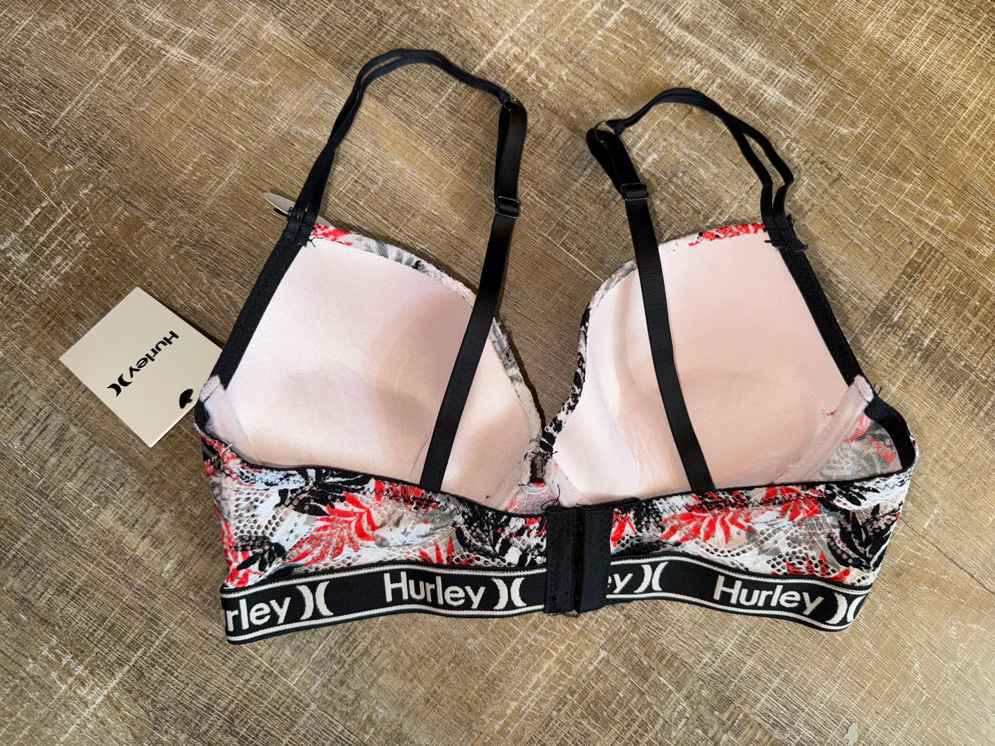 NWT Hurley (34C) Brand New Floral Pattern Padded Bra with Soft Finishes
