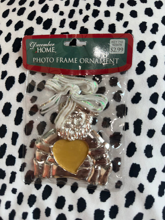 BRAND NEW December Home Silver Santa Photo Frame Ornament