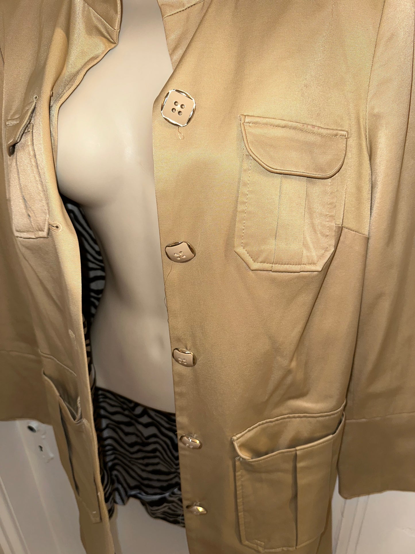 Dana Buchman (XS) Tan Button Up Trench Coat