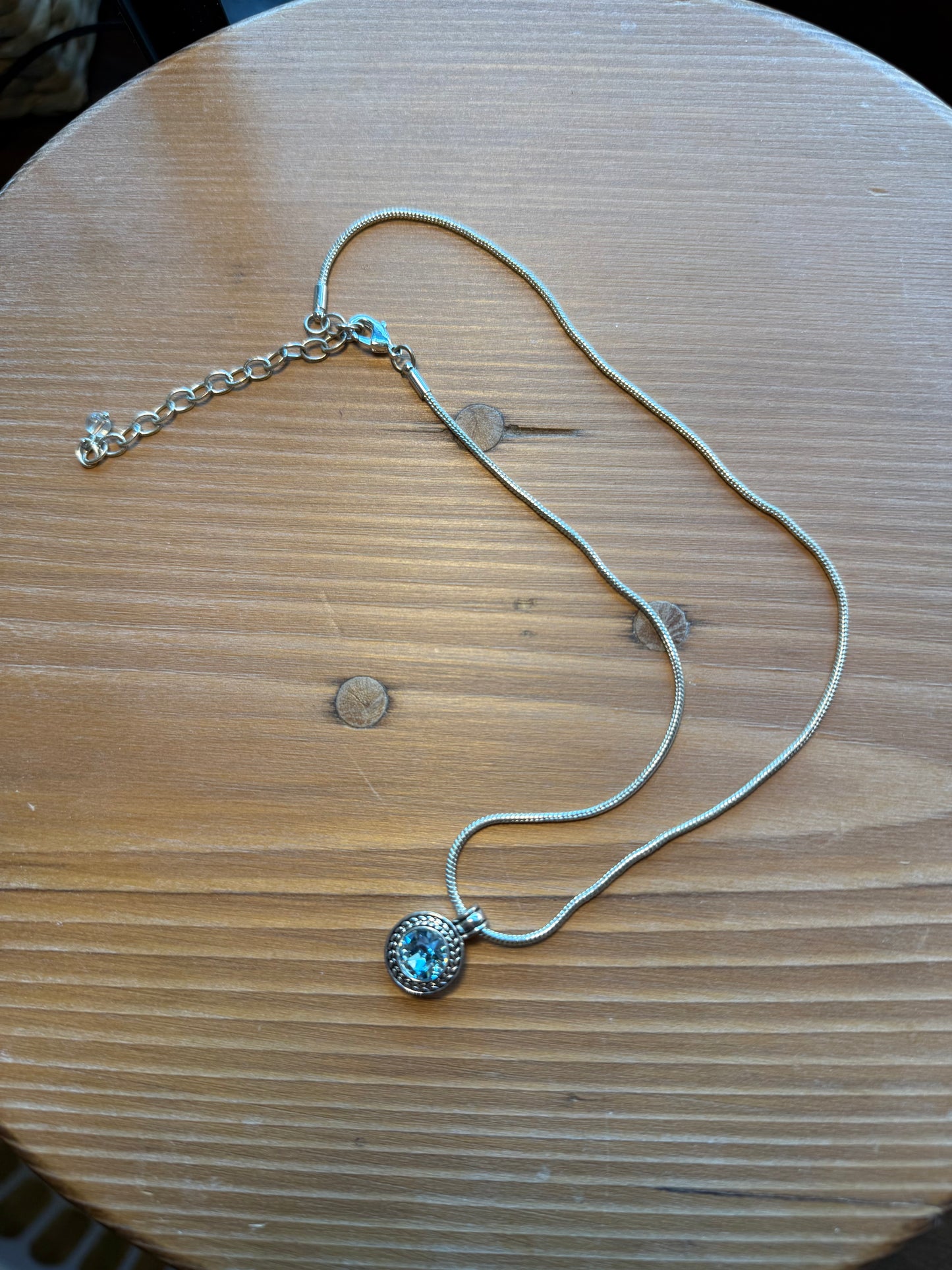 Napier March Birth Stone Silver Necklace