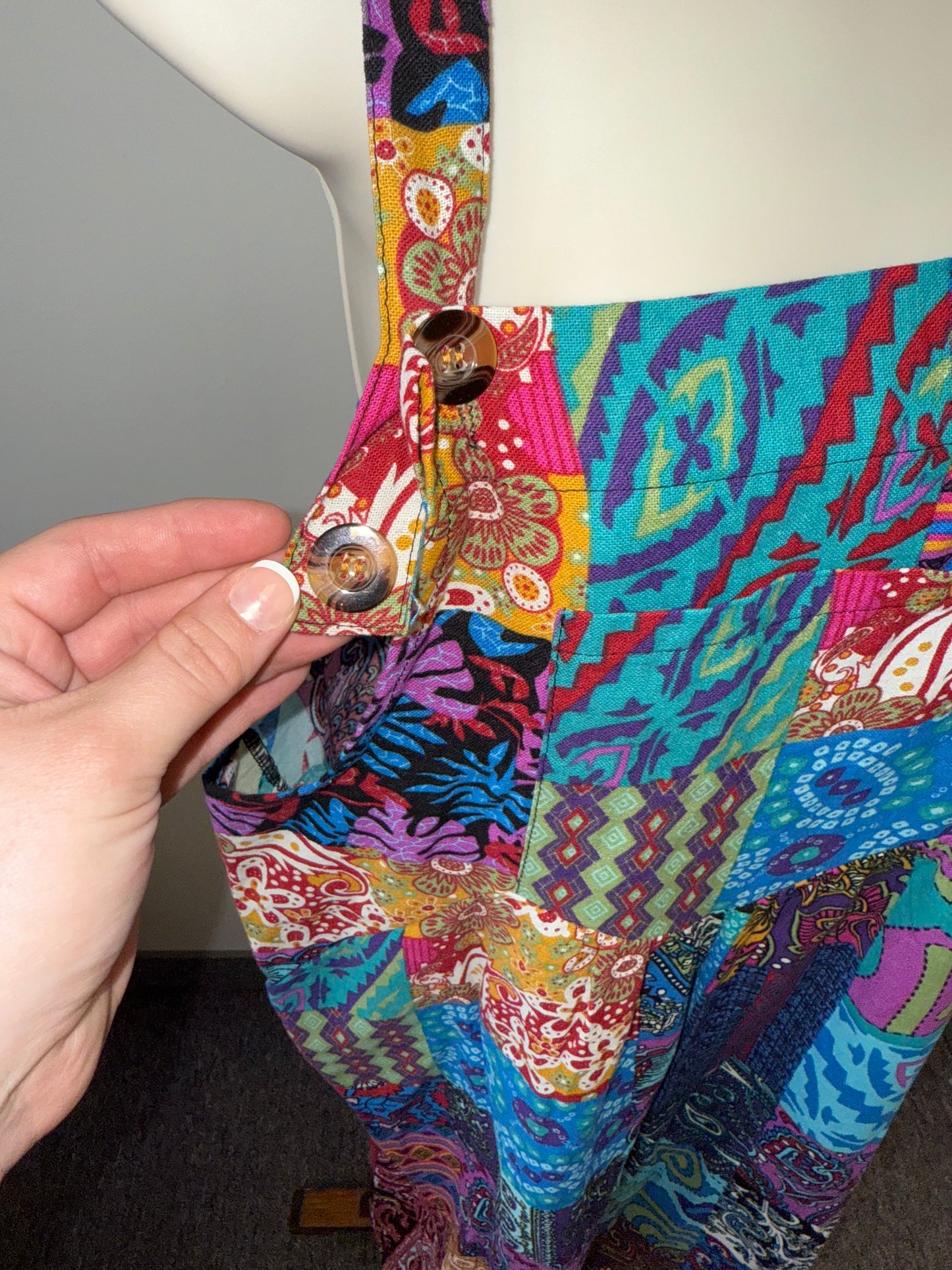 (Large) Pattern Colorful Boho Overalls