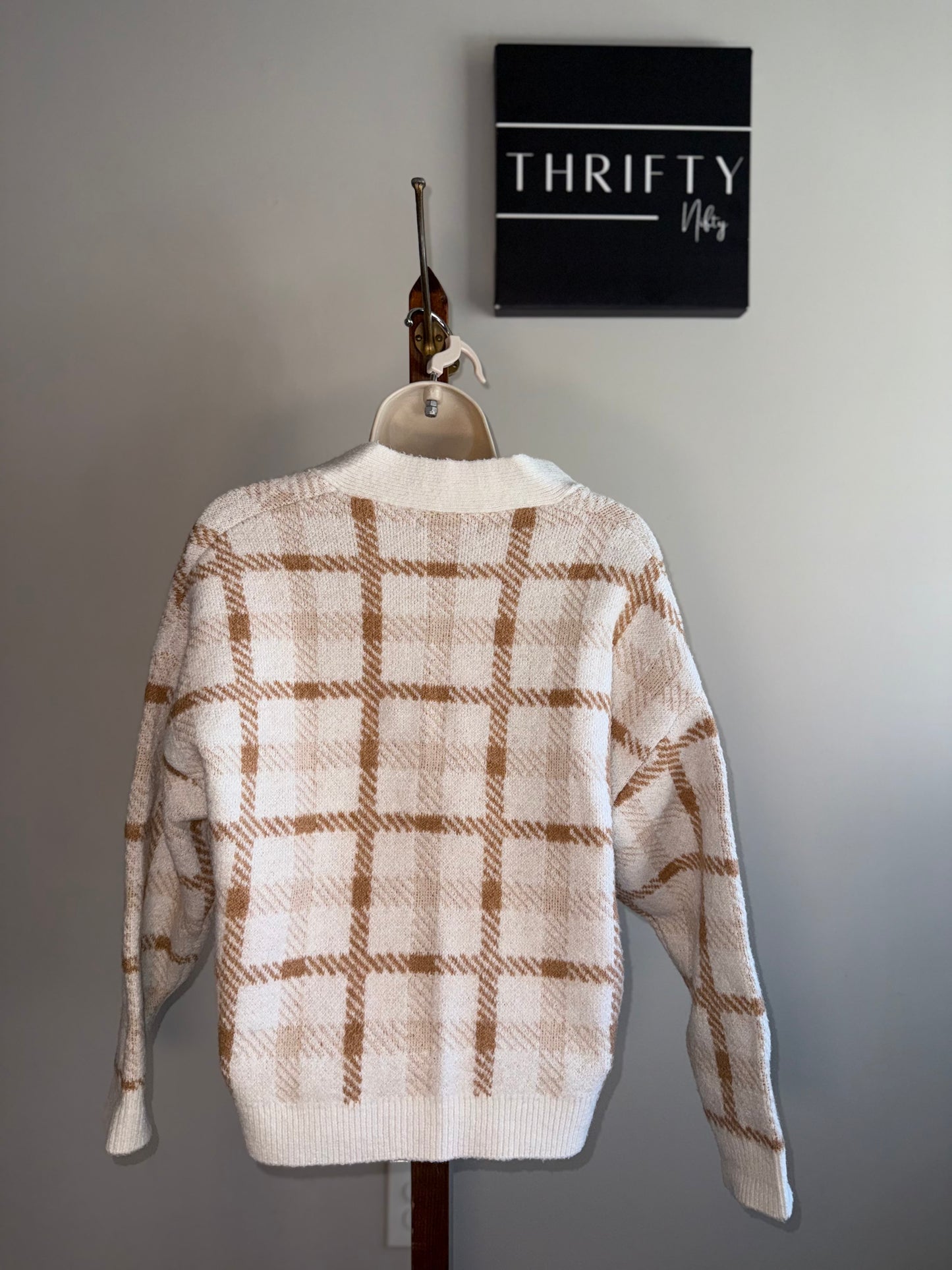 Philosophy (XS) Neutral Plaid Sweater Cardigan