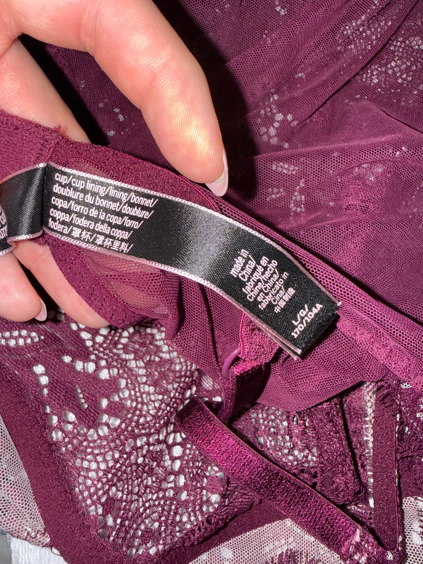 Victoria's Secret (Large) Maroon Lace/Sheer Lingerie Bodysuit Thong