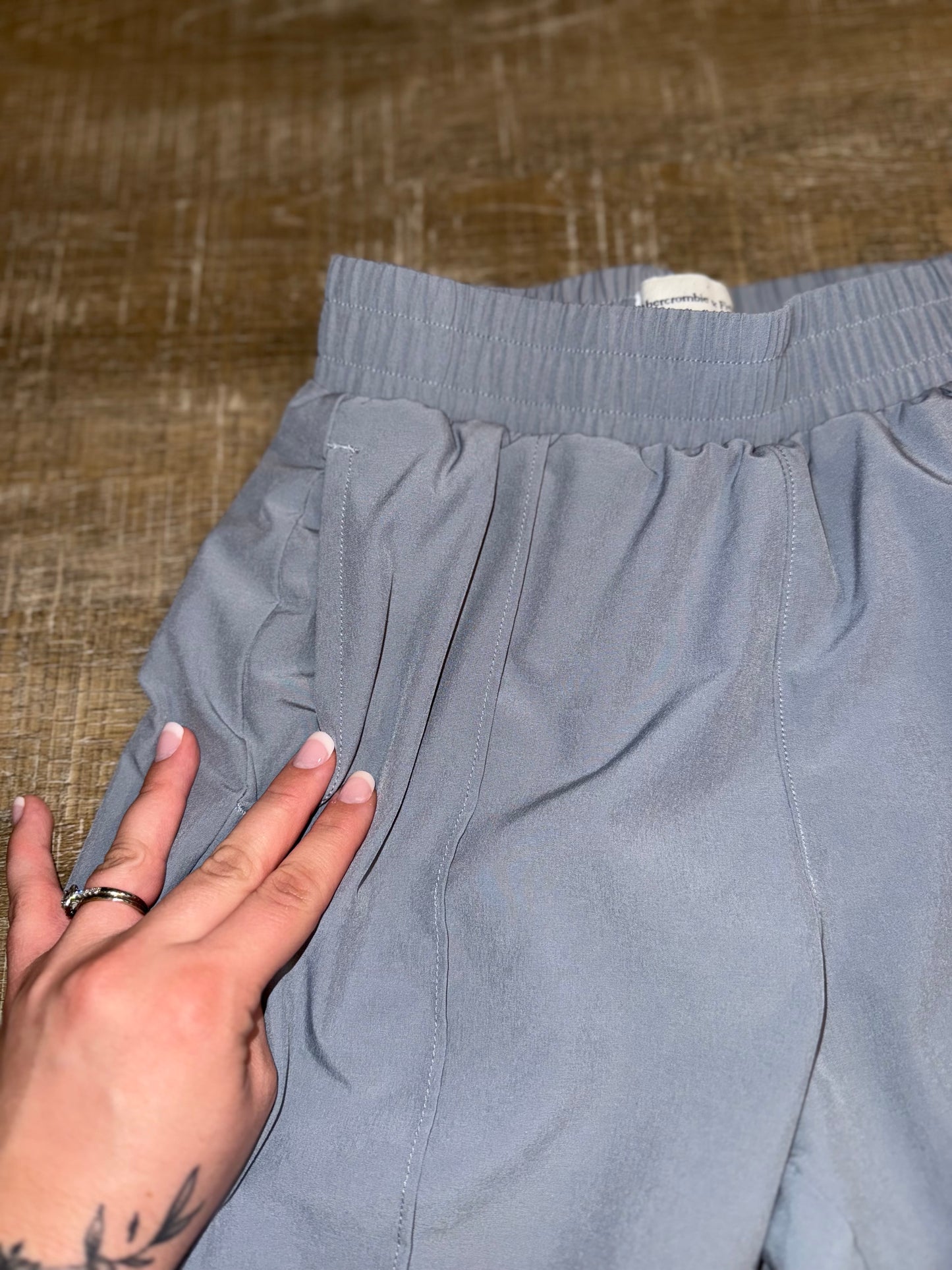 Abercrombie & Fitch (XS) Grey Lined Track Pants with Slit in Ankle