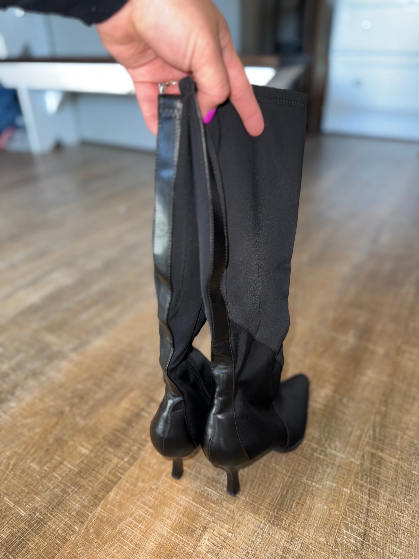 Nine West (6 1/2) Black Heeled Boots