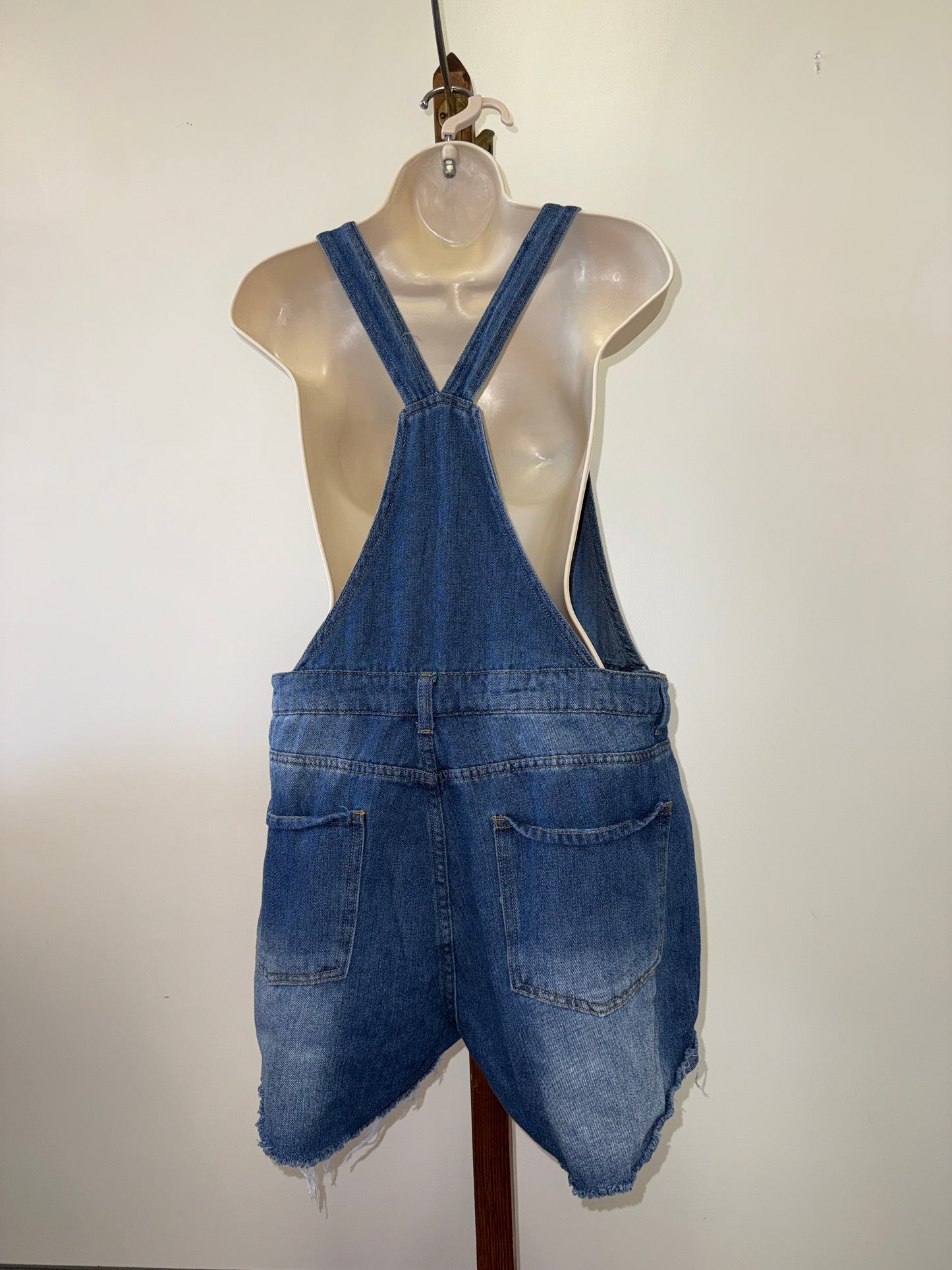 SHEIN (1XL) Blue Denim Overalls Shorts