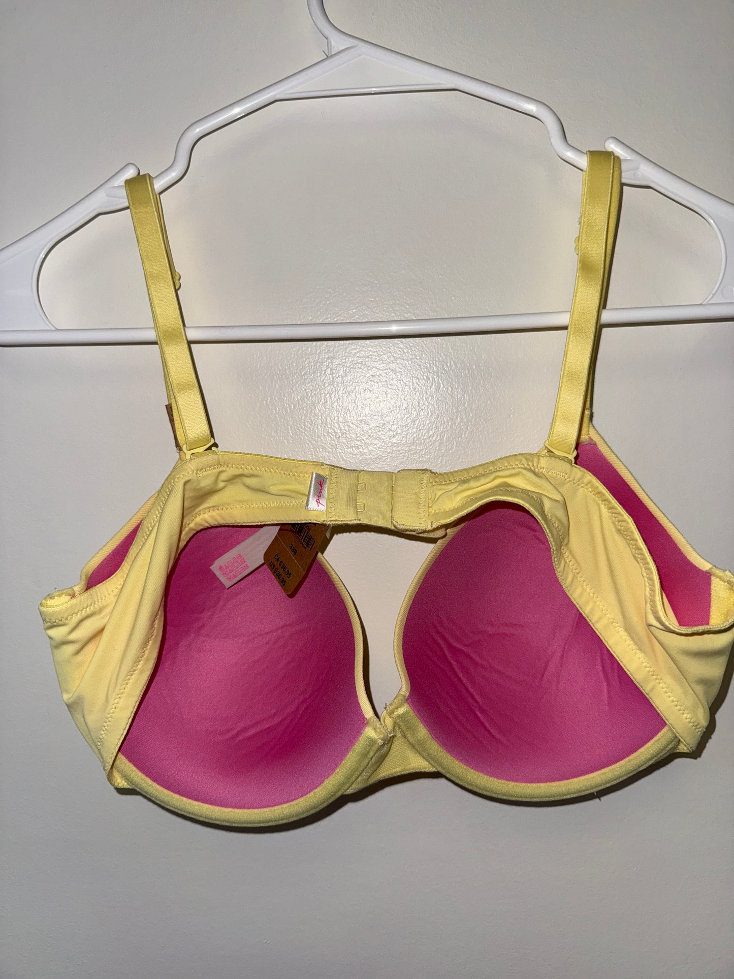 NWT PINK Victoria's Secret (38B) Brand New Yellow Wear Everywhere T-Shirt Bra