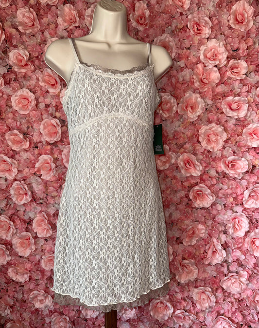 NWT Wild Fable (XS) Brand New Cream/Tan Lace Layered Spaghetti Strap Dress