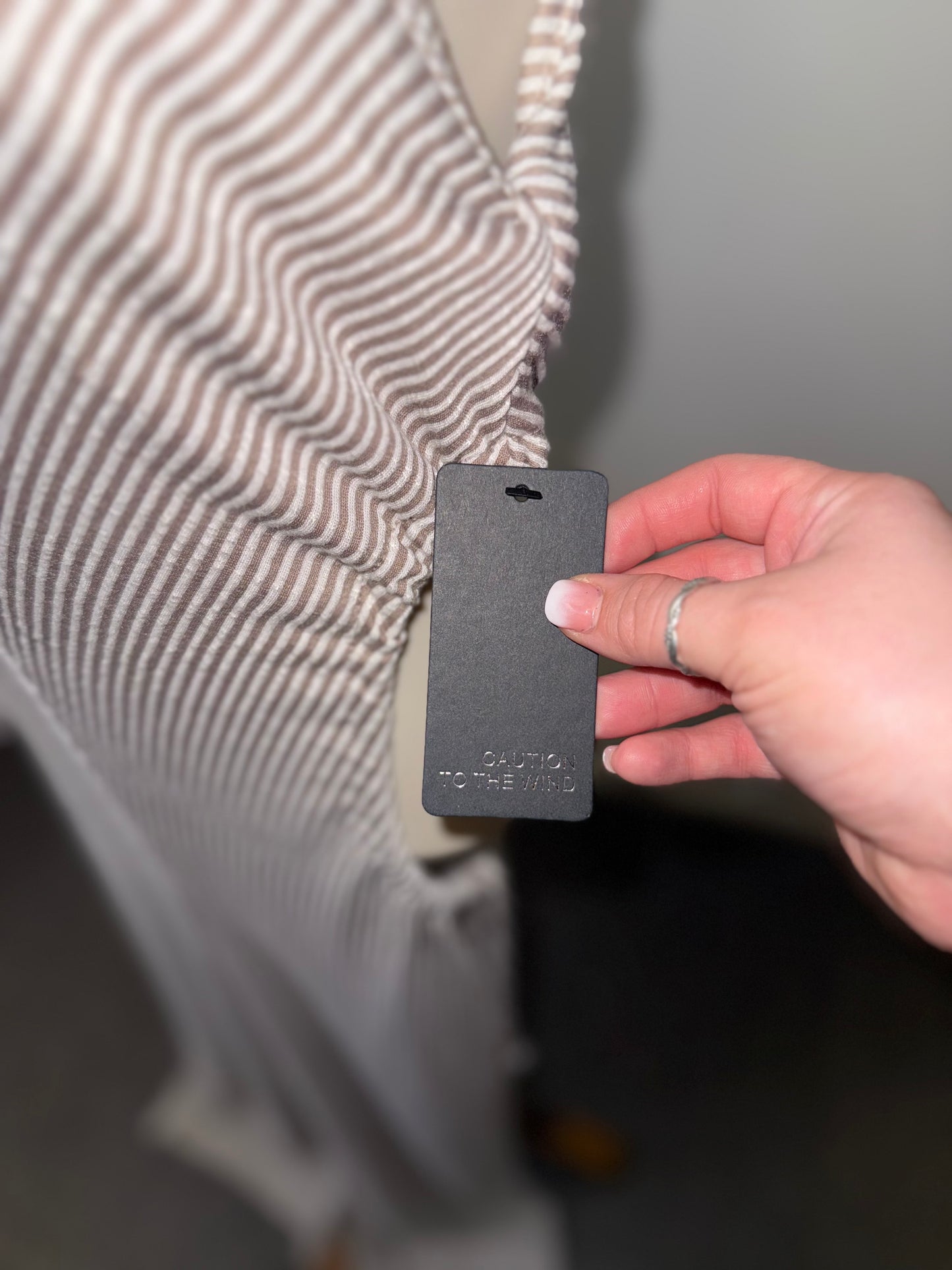 NWT Caution To The Wind (Medium) Brand New Neutral Ribbed Jumpsuit w Slit Sides