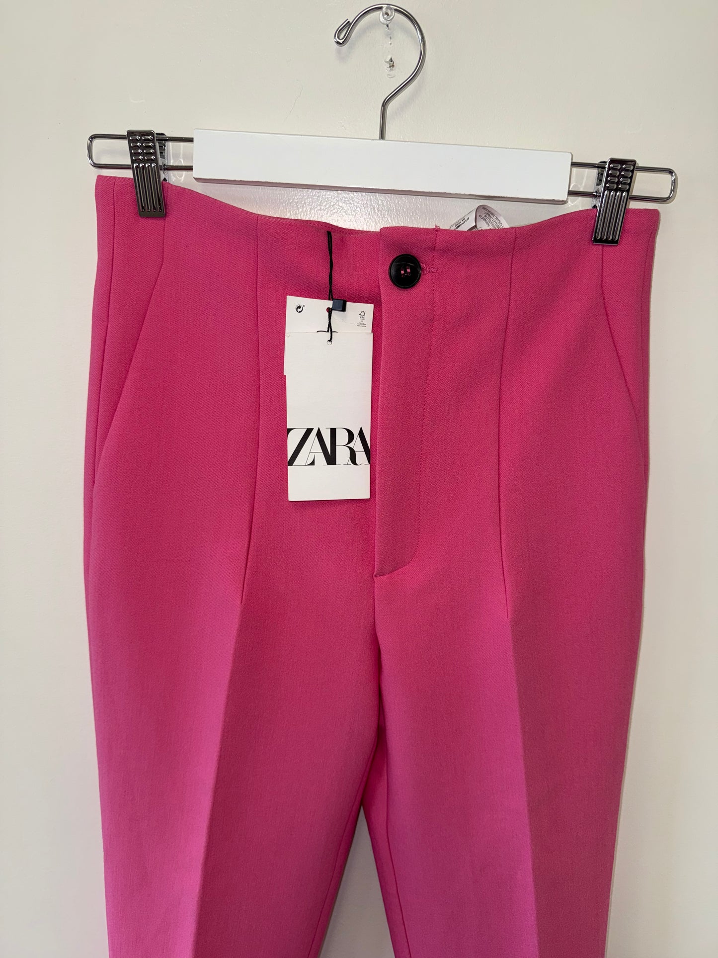 NWT Zara (6) Brand New Hot Pink High Rise Slim Fit Business Casual Pants