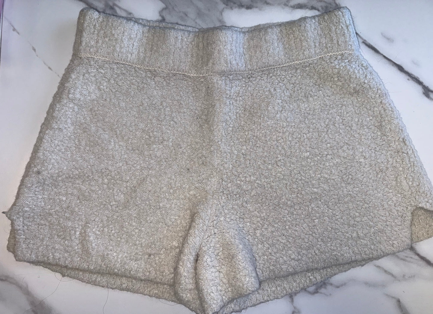 Abercrombie & Fitch (L) Off White Sherpa Lounge Collection Tank & Shorts Set