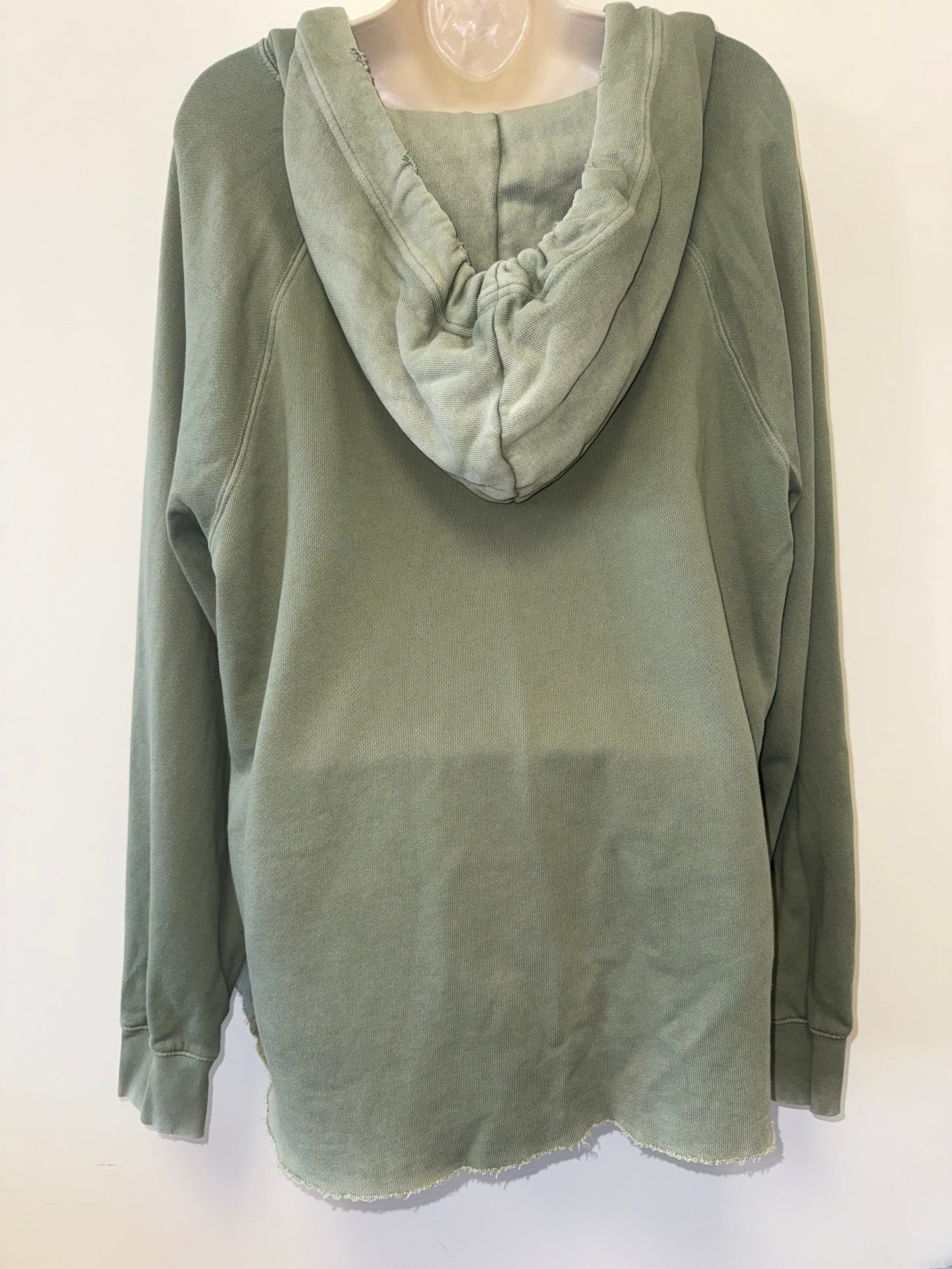Aerie (Medium) Green Oversized Distressed V-Neck Hoodie