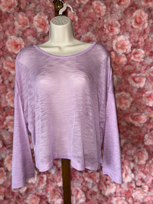 NWT Versona (Large) Brand New Purple Wide Arm Long Sleeve Knit See Through