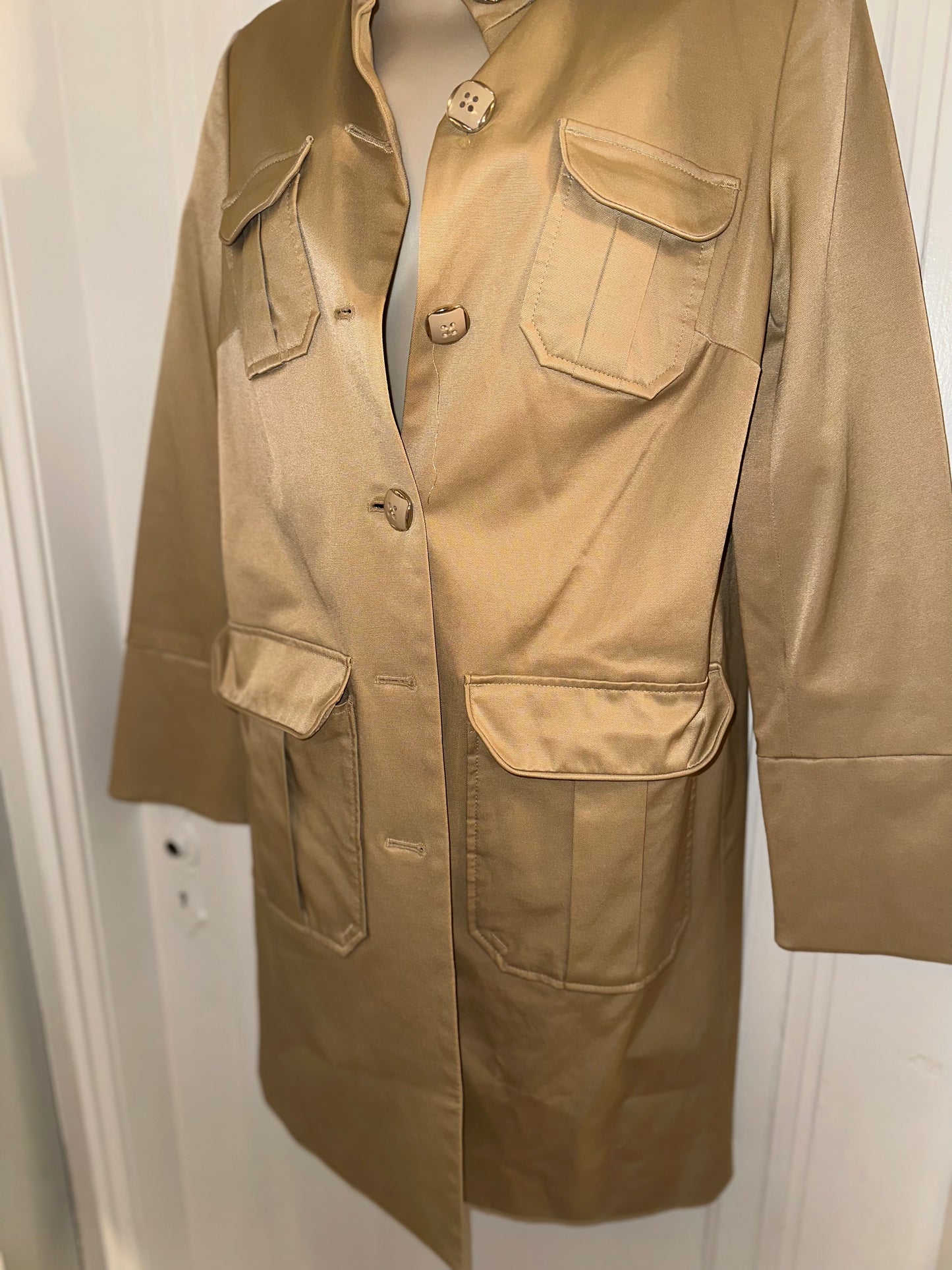 Dana Buchman (XS) Tan Button Up Trench Coat