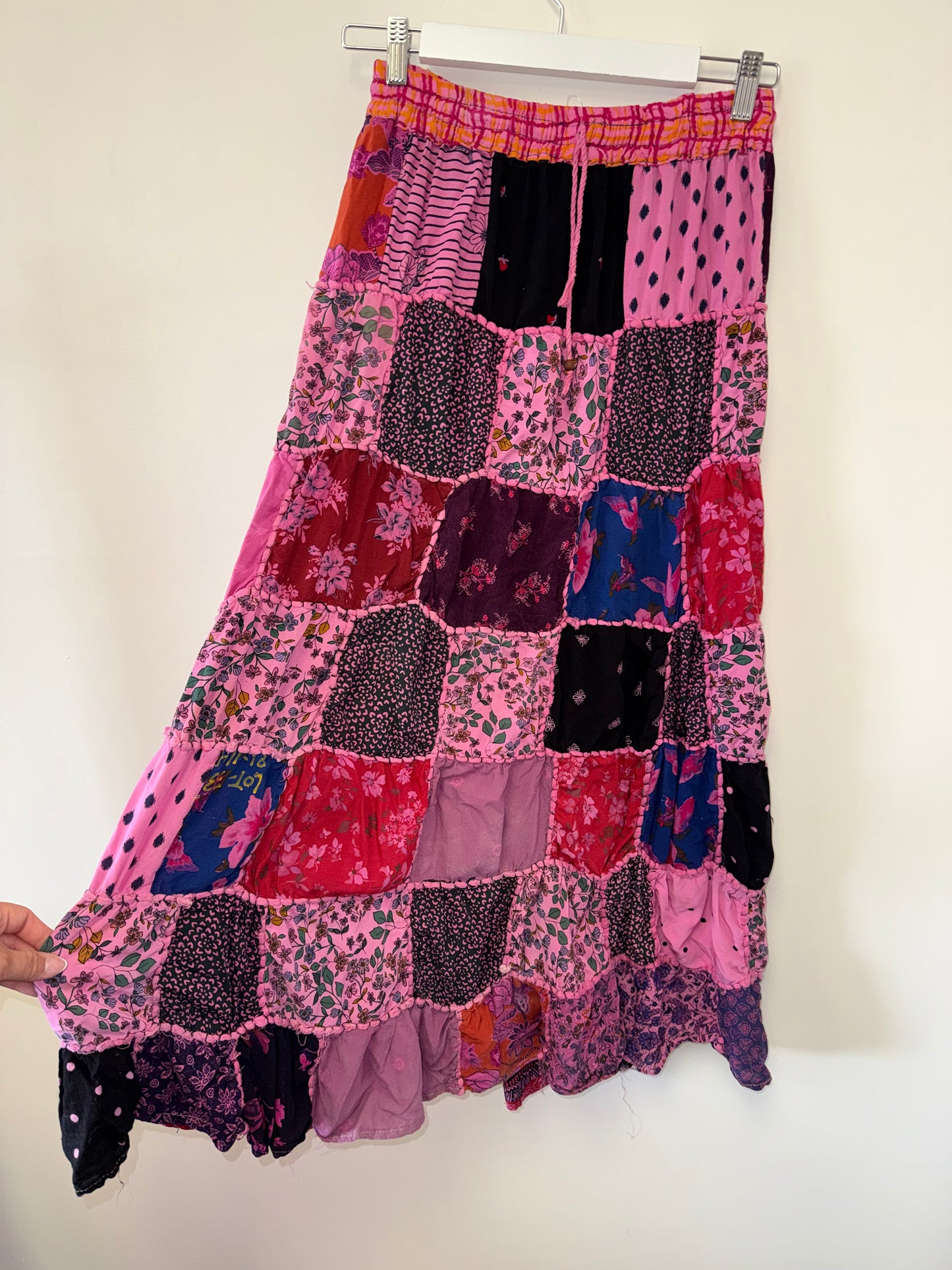 Vevez (Free Size) Boho Maxi Skirt with Floral Patchwork Pattern