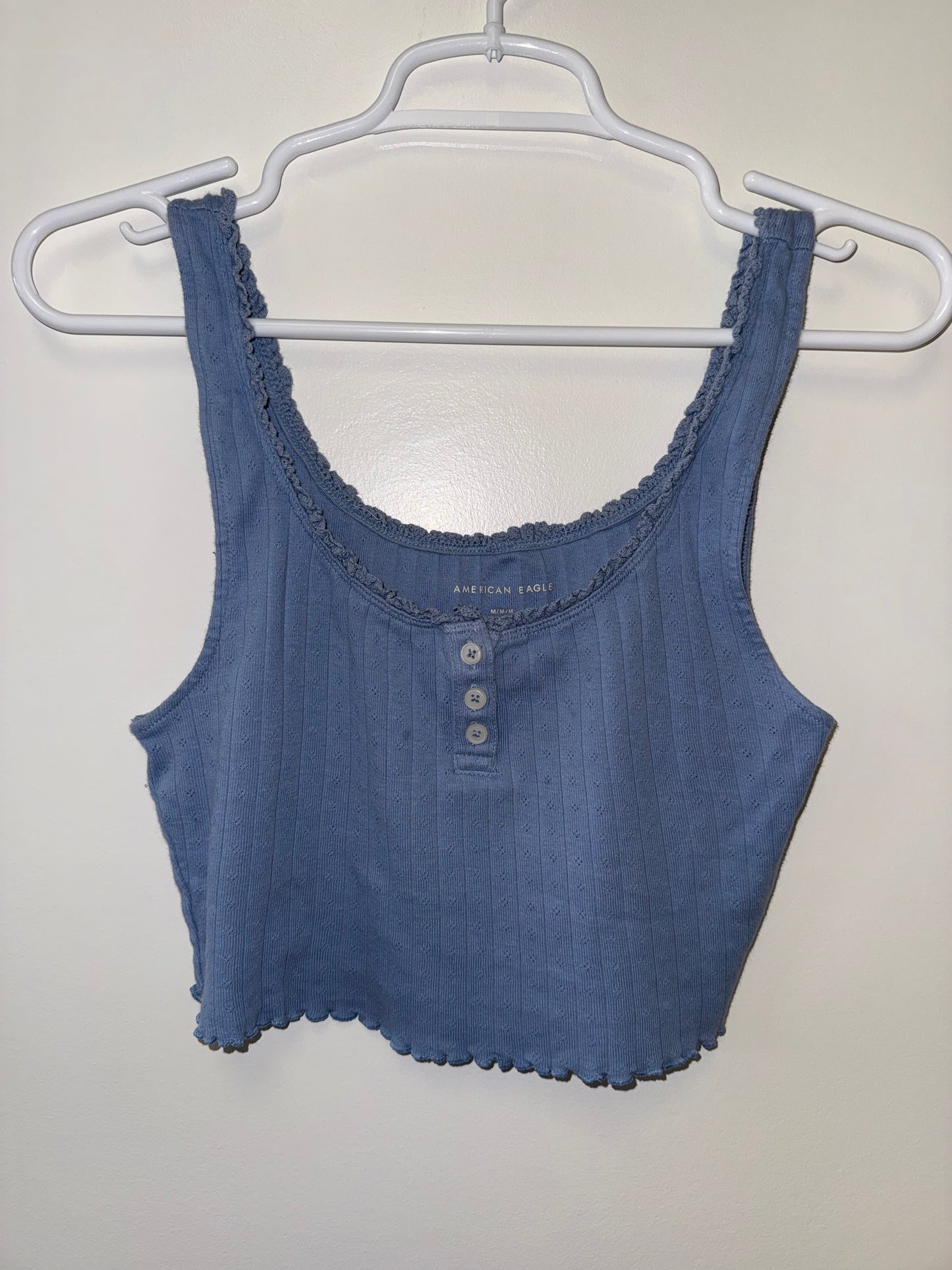 American Eagle (Medium) Blue Ribbed Cropped Tank