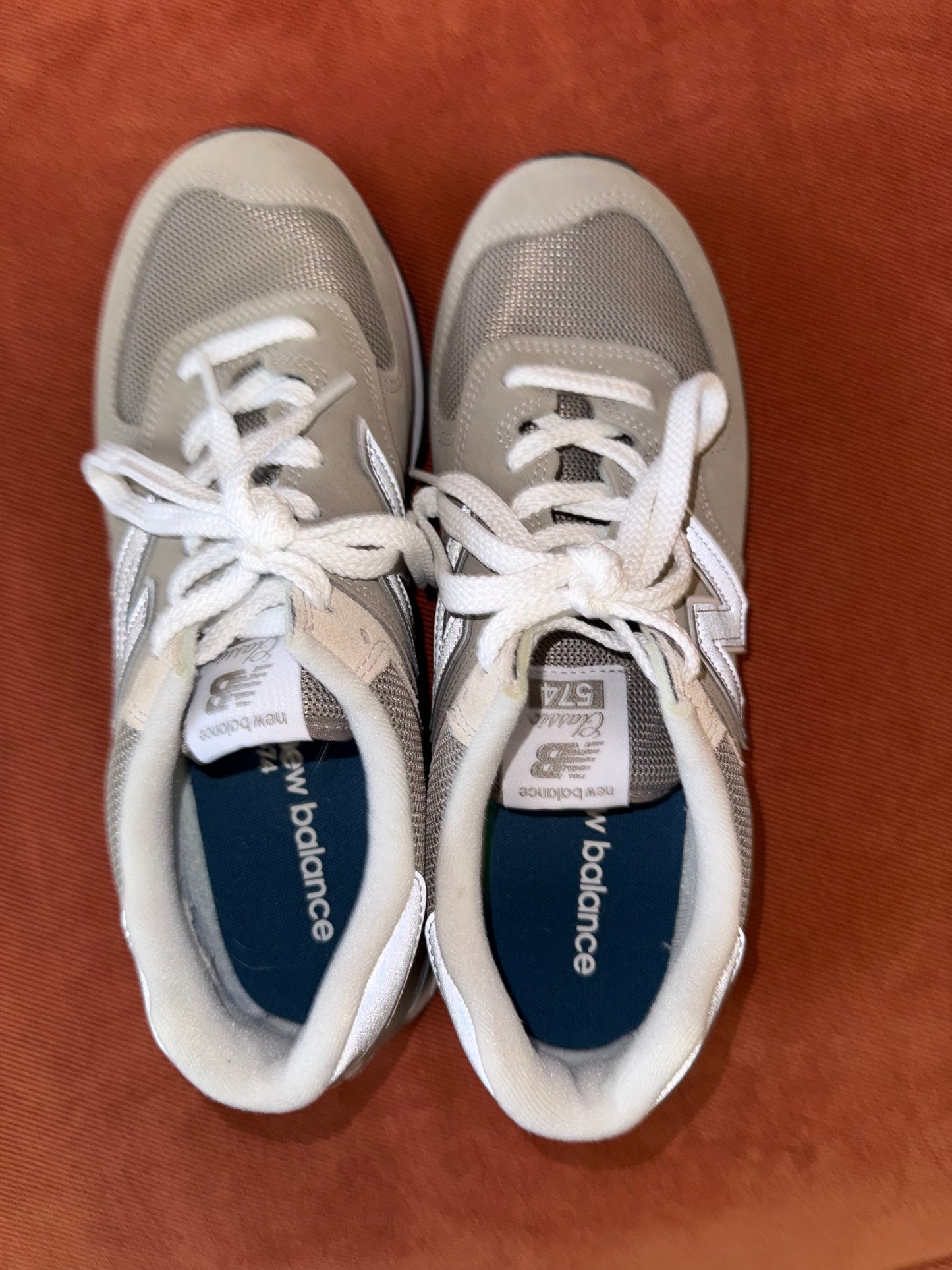 New Balance (9.5M or 11W) White//Grey 574 Classic Core Sneakers