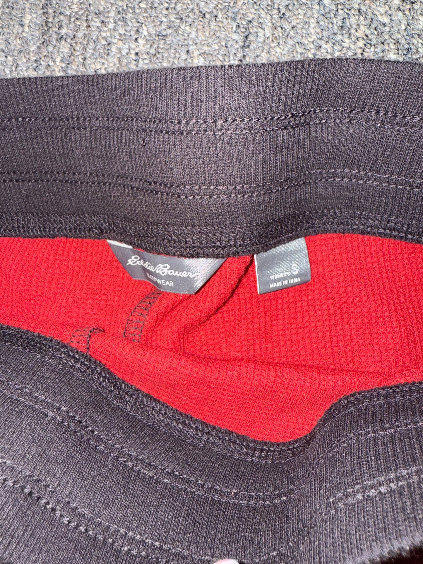 Eddie Bauer (Small) Black & Red Plaid Waffle Knit Jogger Sleepwear PJ Bottoms