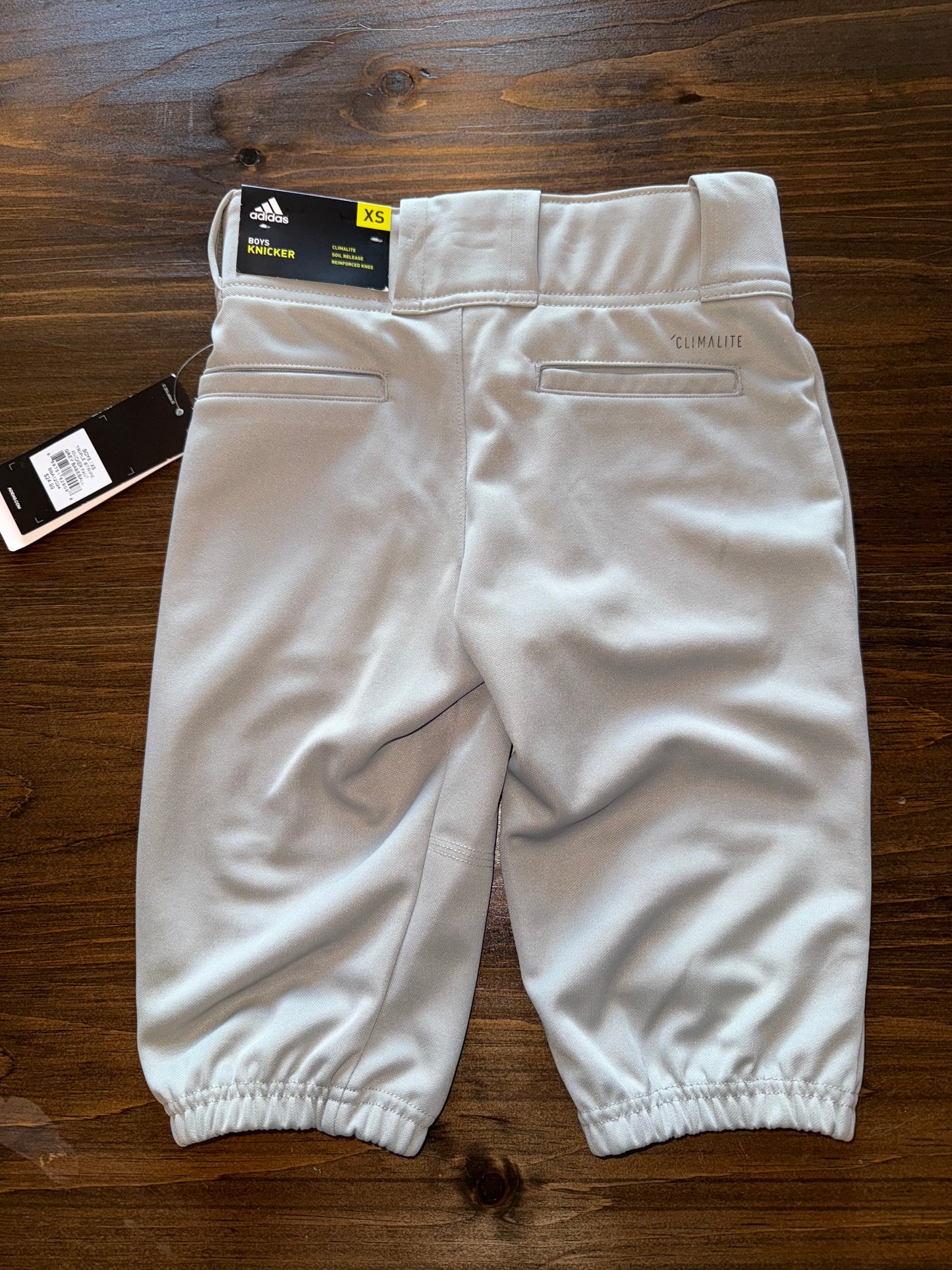 NWT Adidas (Kids XS) Brand New Light Grey Knicker Baseball Pants