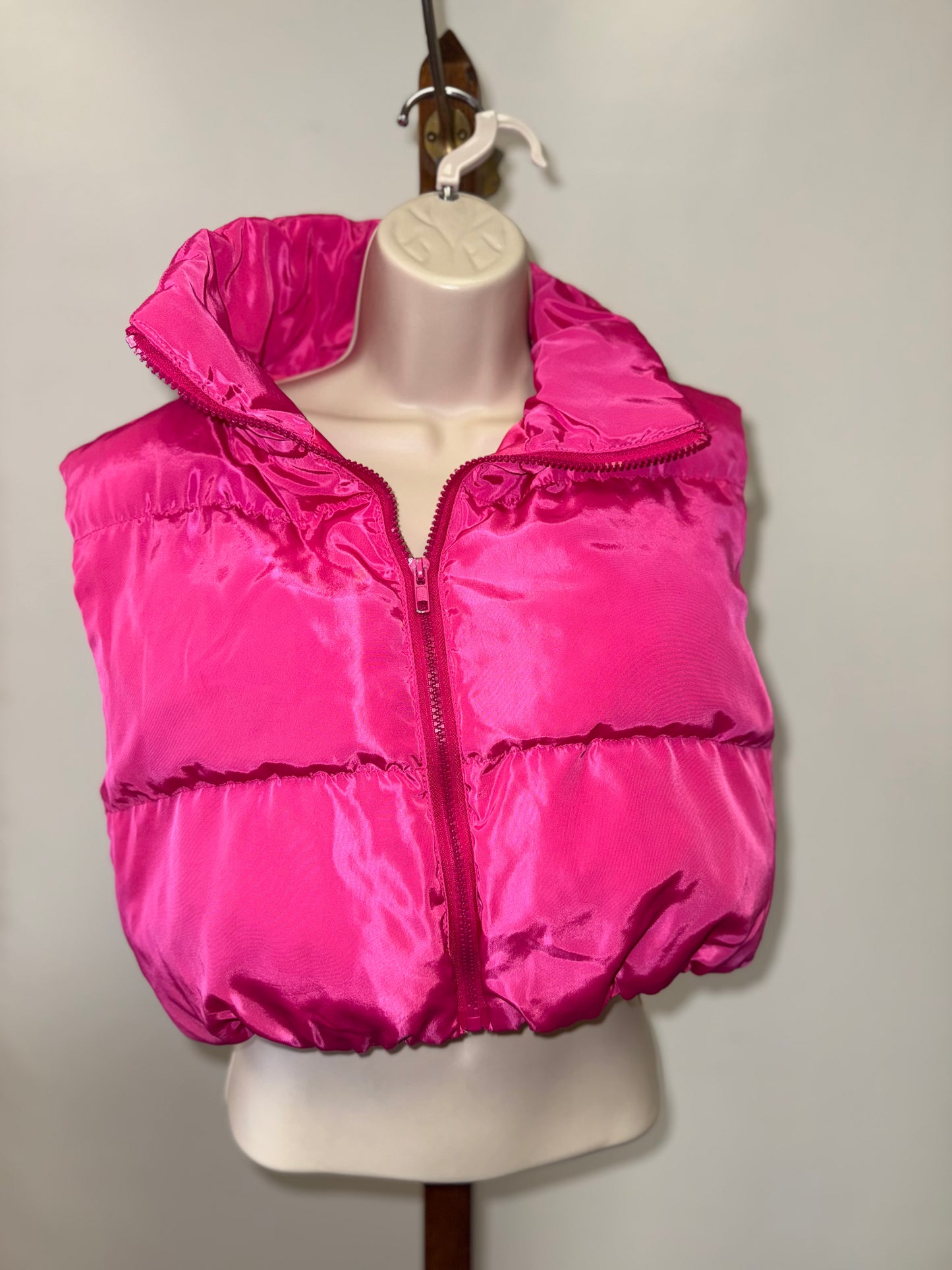 SHEIN (Small) Hot Pink Cropped Puffer Vest