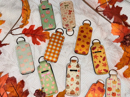 1 Fall Themed Chapstick Holder Keychain