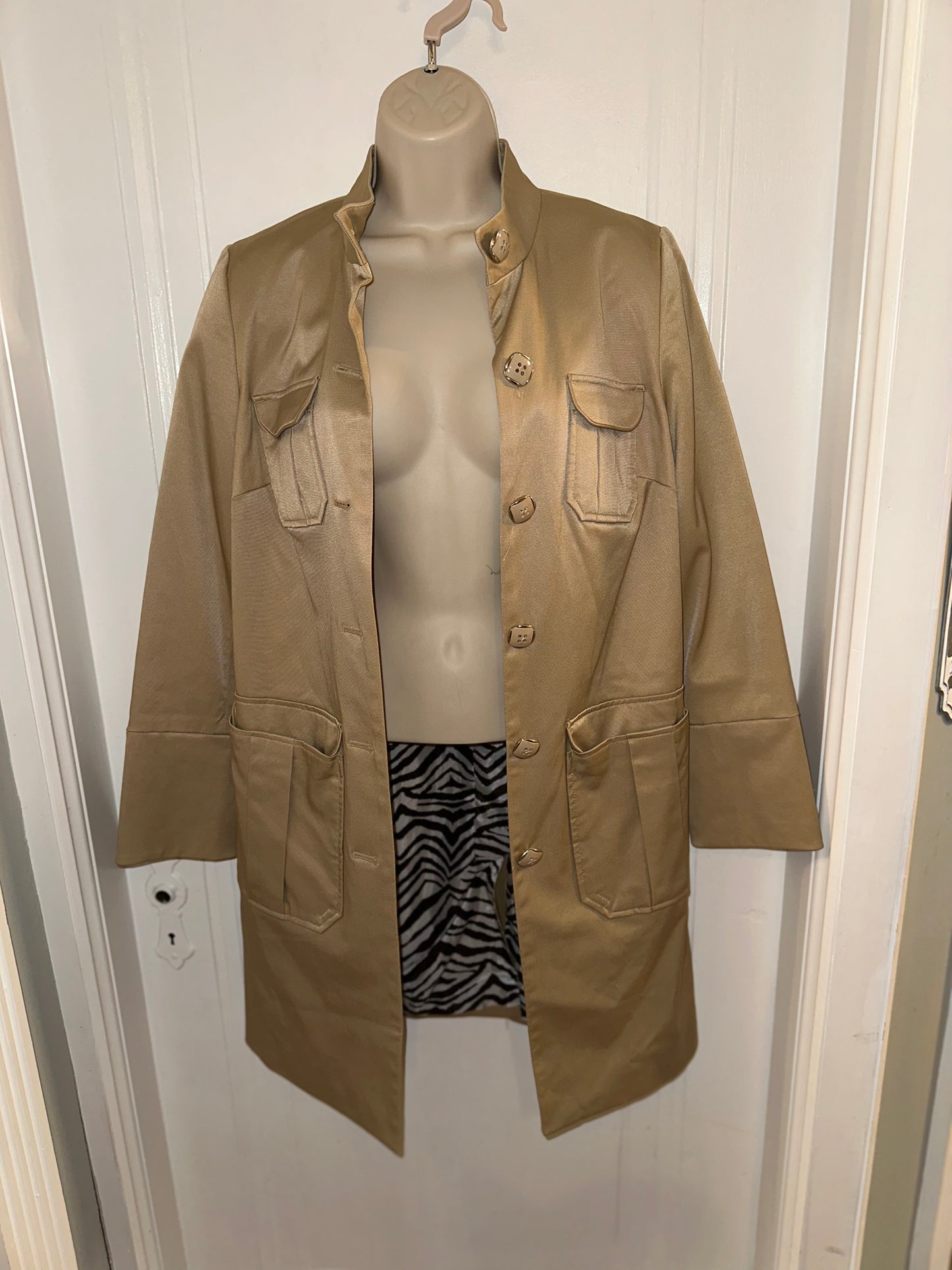 Dana Buchman (XS) Tan Button Up Trench Coat