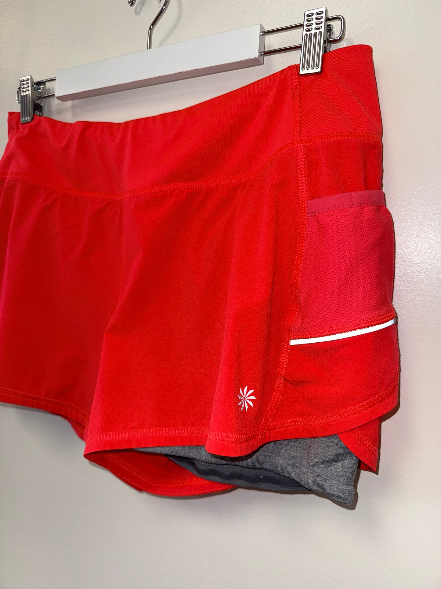 Athleta (Large) Orange Sporty Shorts with Reflective Details