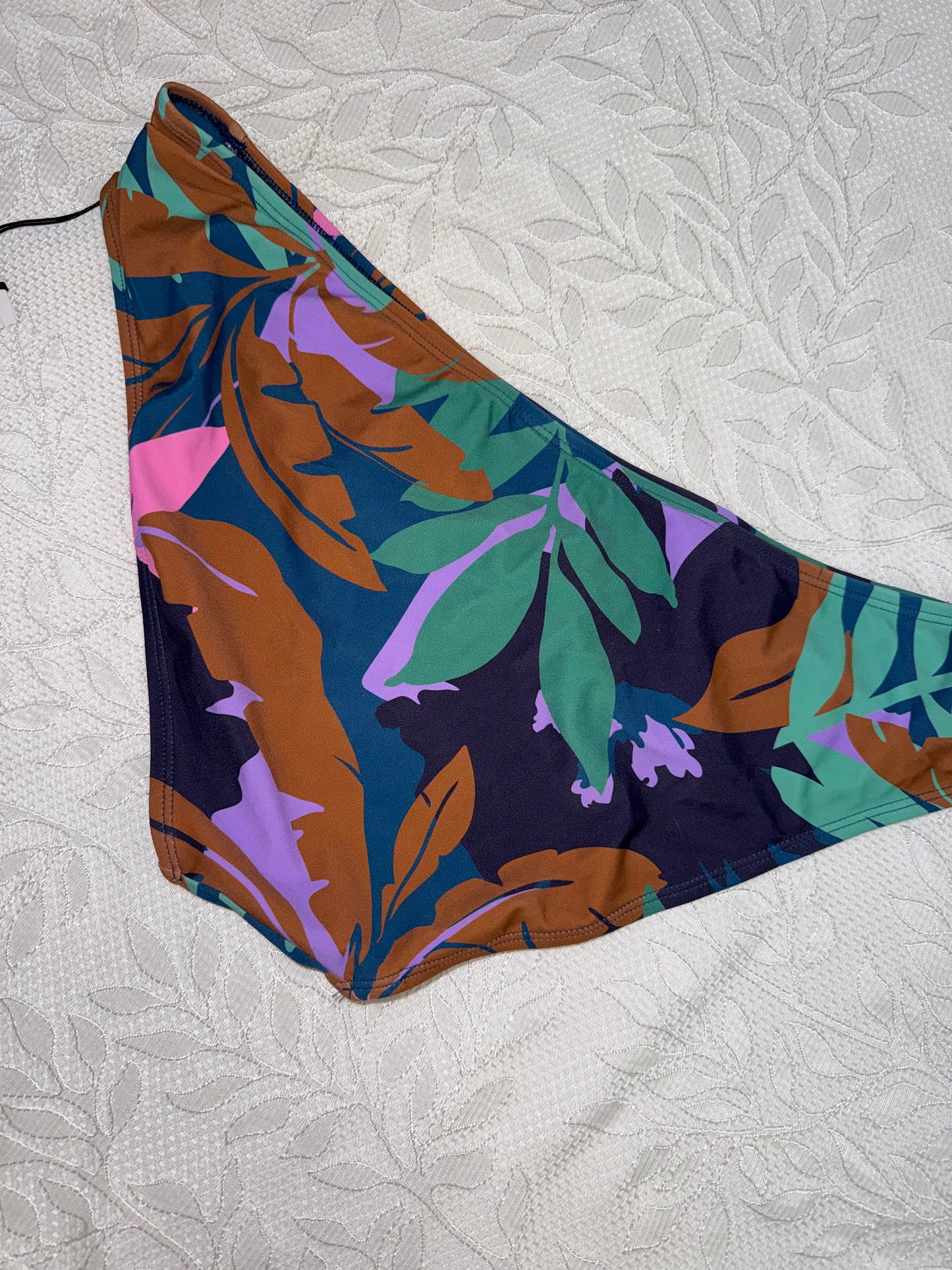 NWT Shade & Shore (XL) Brand New Teal Floral Low Rise Swim Bikini Bottoms
