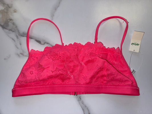 NWT Aerie (Medium) Brand New Neon Hot Pink Floral Lace Bralette with Open Back